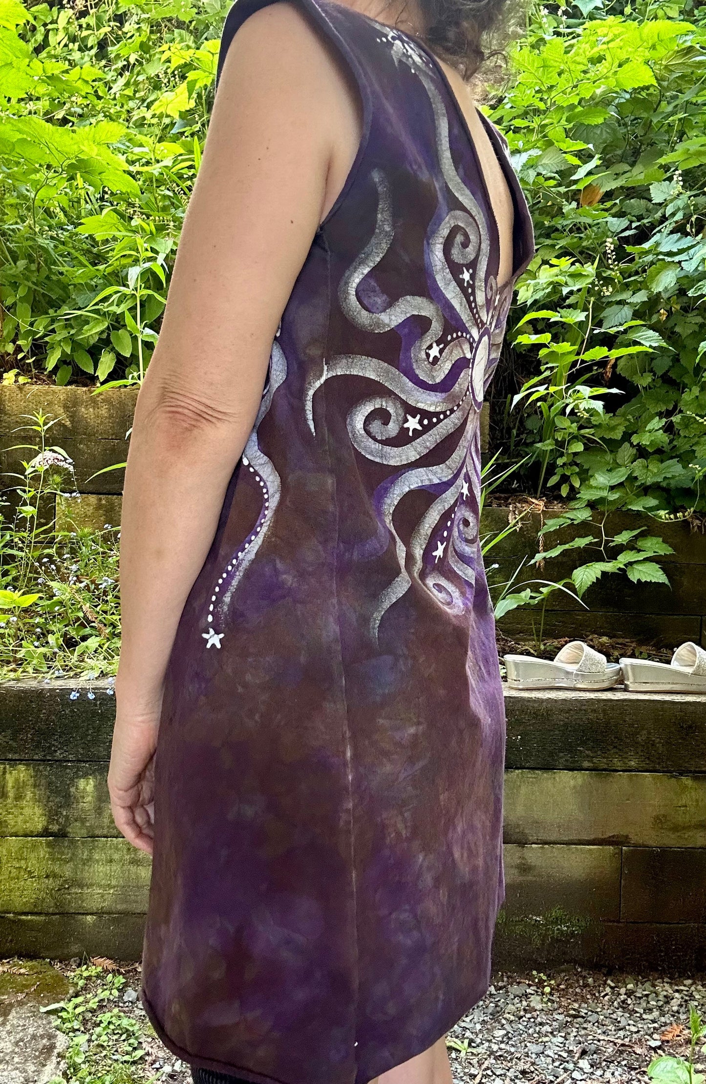 Lilac Woods Organic Cotton Batik Dress Tunic Top - size Large Batik Dresses Batikwalla