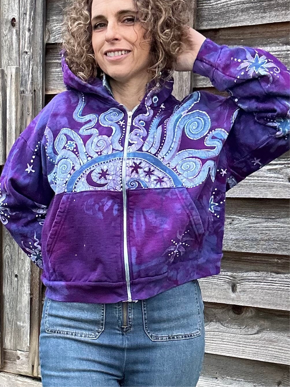 Morning Glory Sunrise Handmade Batik Hoodie hoodie batikwalla