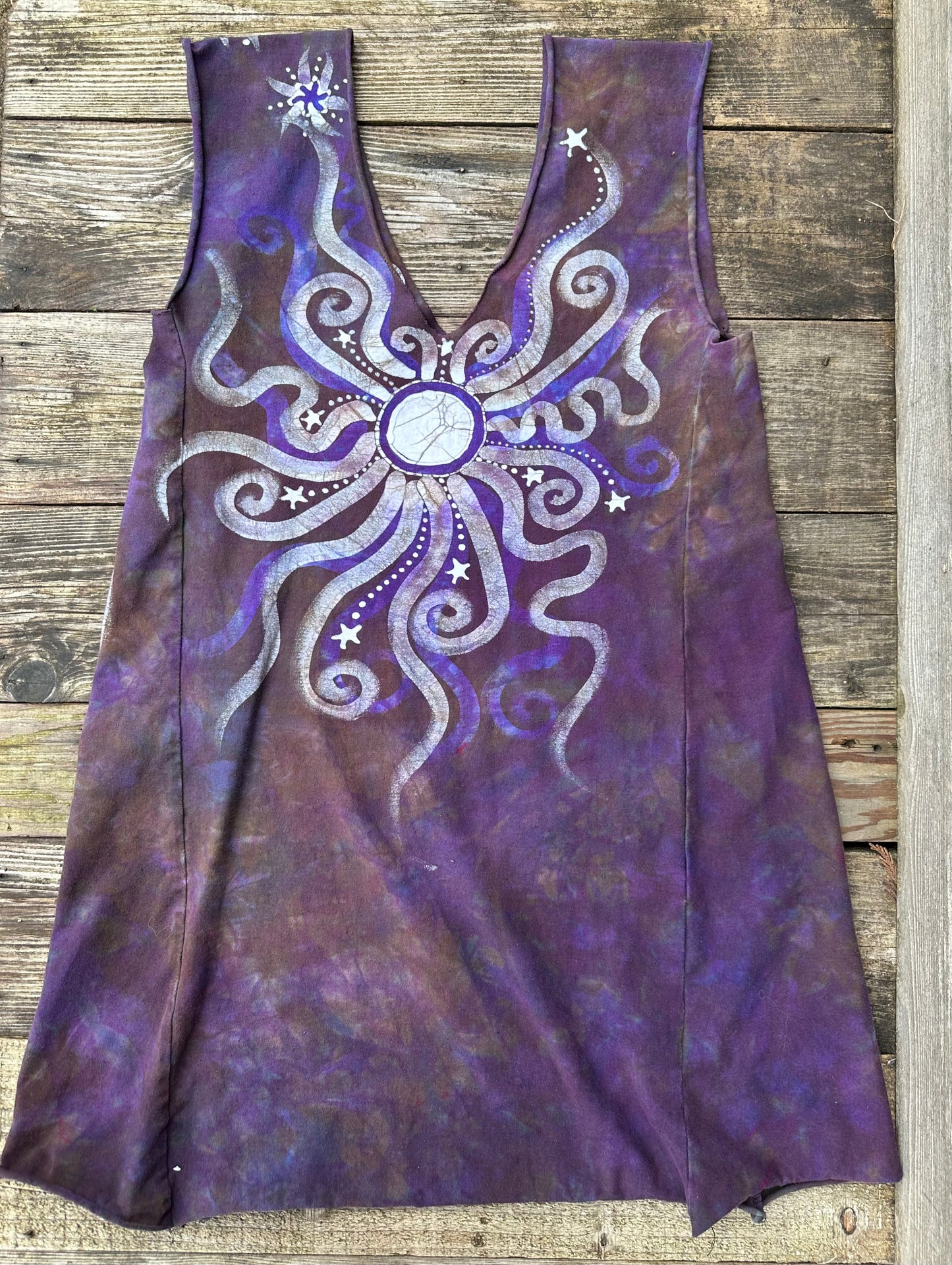 Lilac Woods Organic Cotton Batik Dress Tunic Top - size Large Batik Dresses Batikwalla