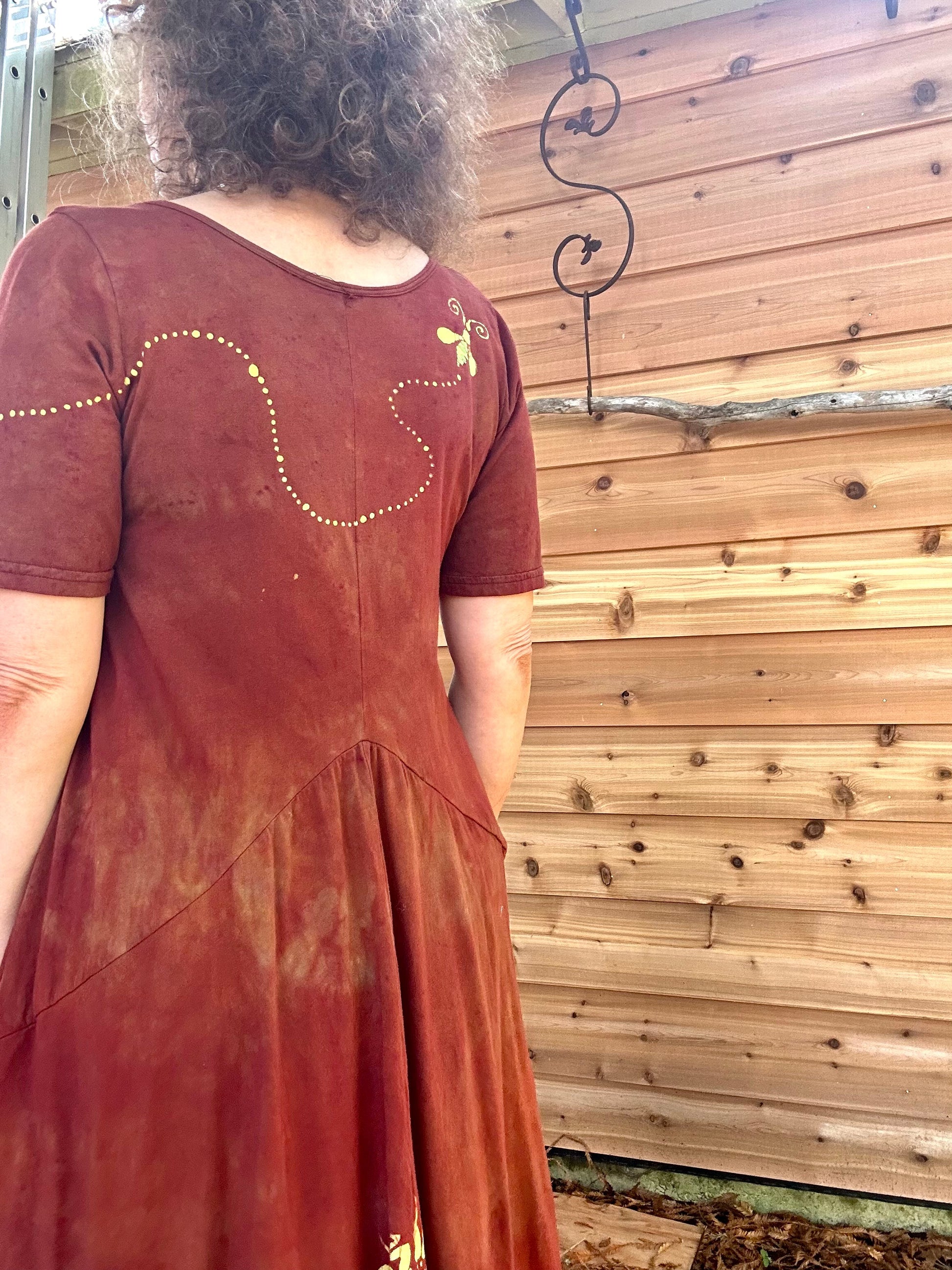 Red Sunflower Batik Dress With Pockets - Size Small Batik Dresses Batikwalla