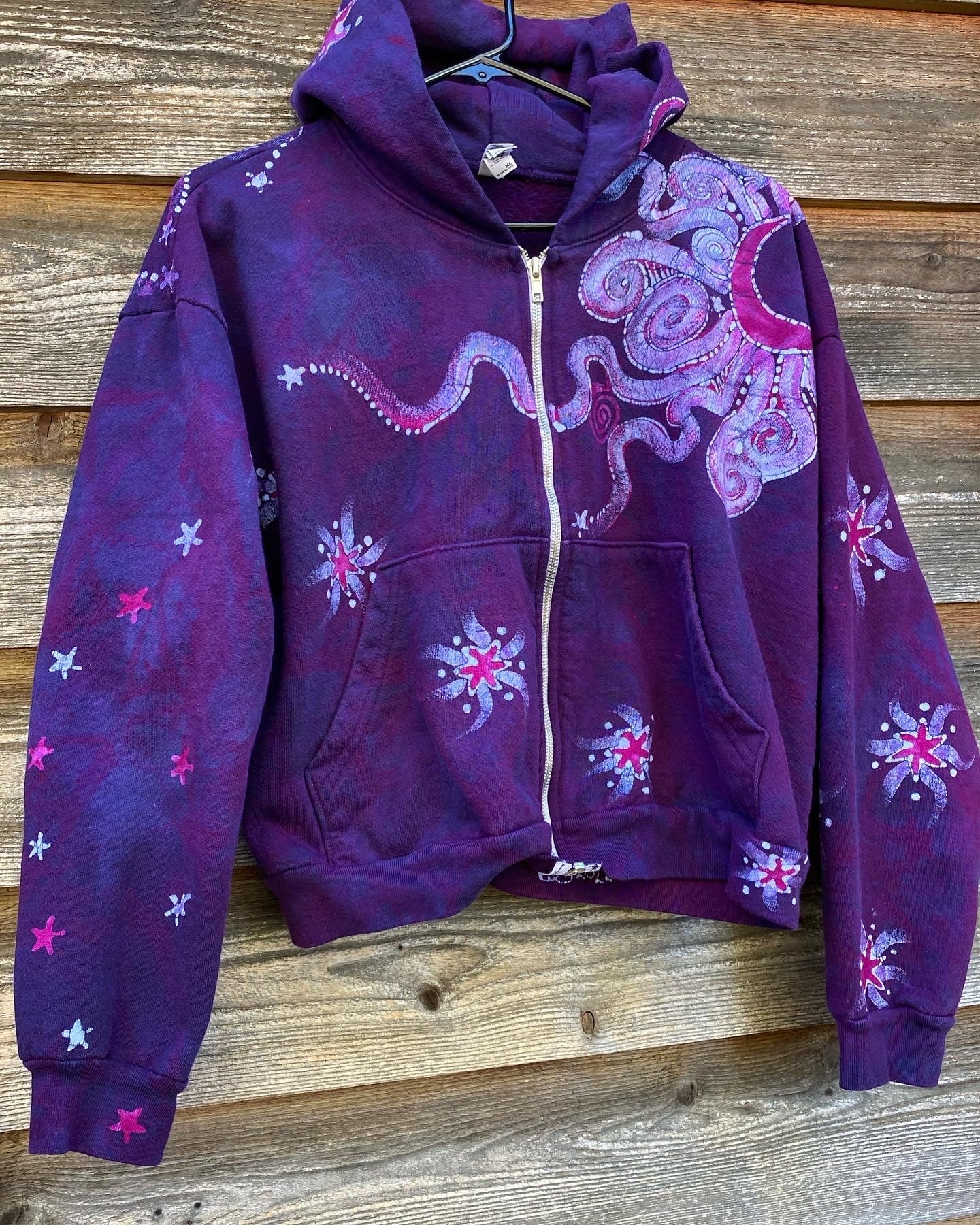 Magenta Surf Boardwalk Handmade Batik Hoodie hoodie batikwalla