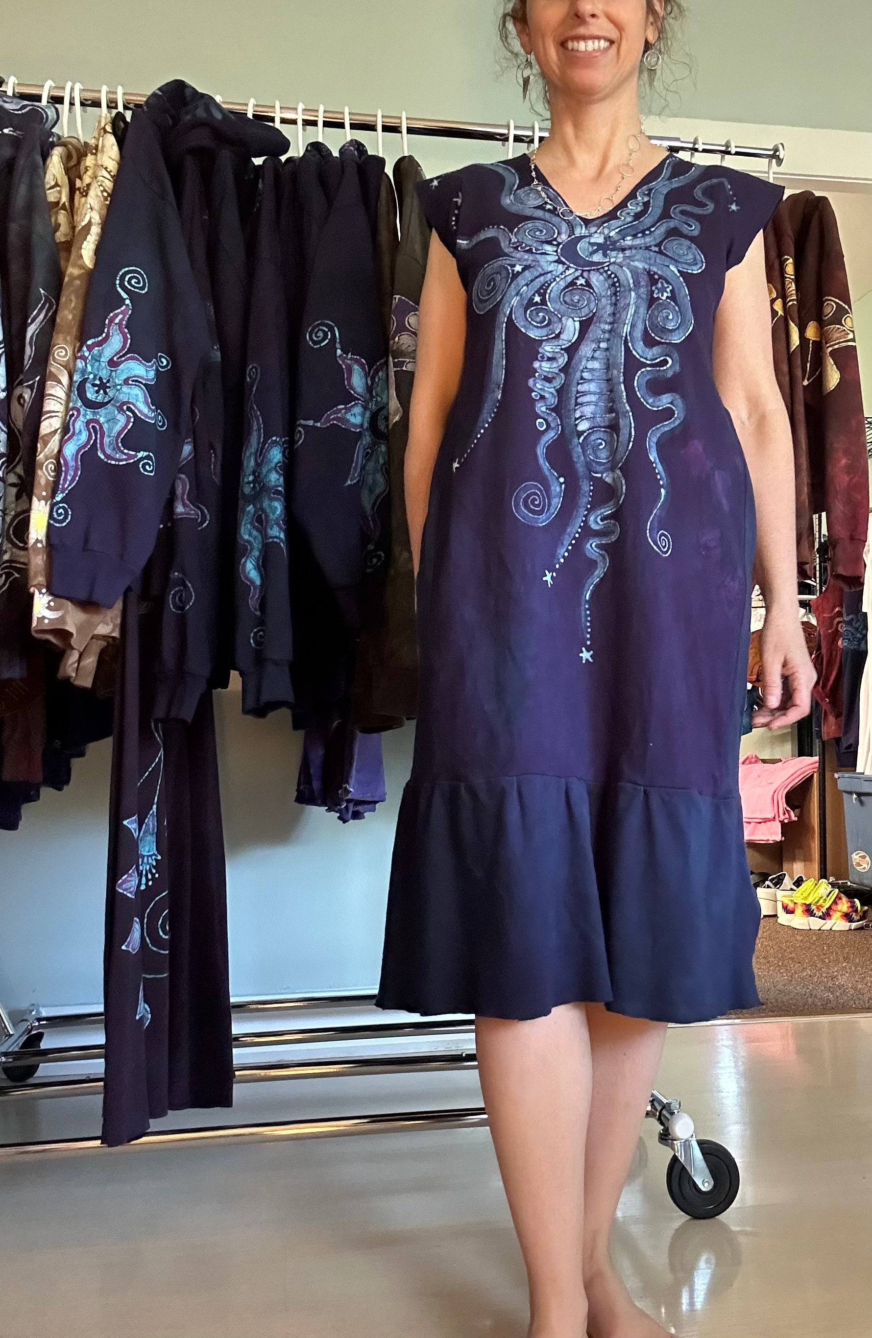 Midnight Moon Galaxy Organic Cotton Batik Dress Batik Dresses Batikwalla ONE SIZE