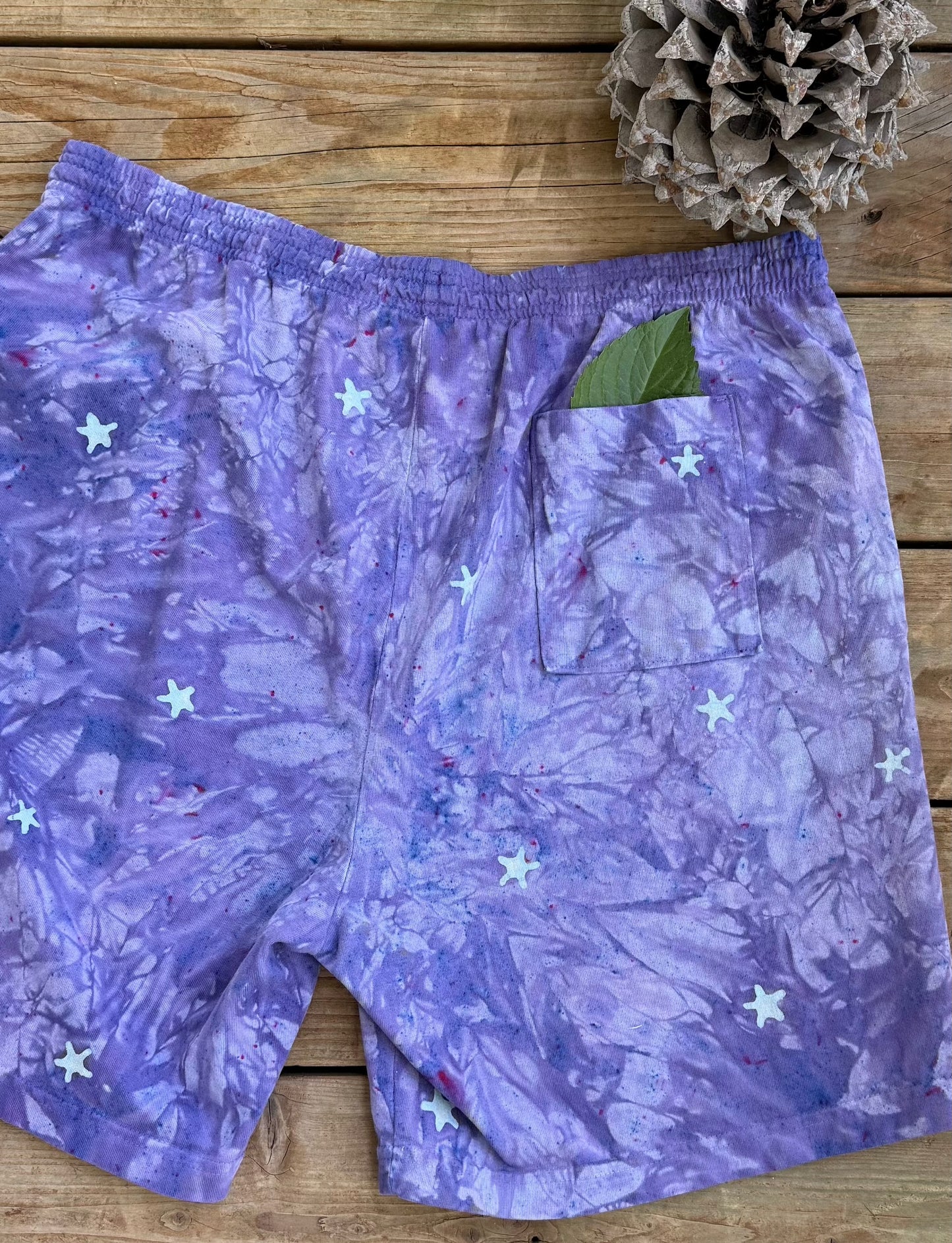 Moon and Stars Galaxy Shorts - Light Purple - Unisex 2X Adjustable Batikwalla by Victoria