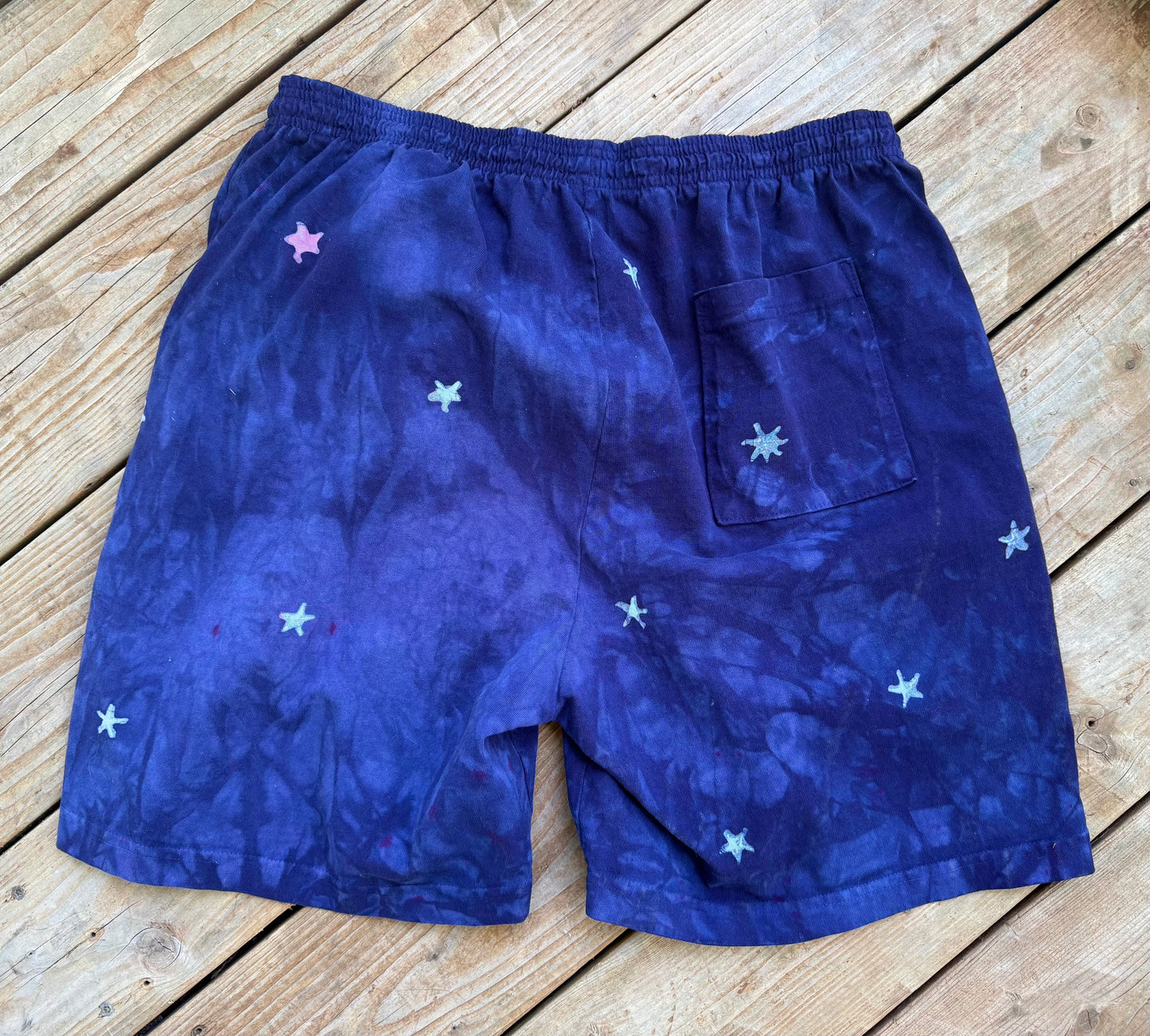 Dark Blue Moon Star Galaxy Shorts - Size 2X Unisex Batikwalla by Victoria