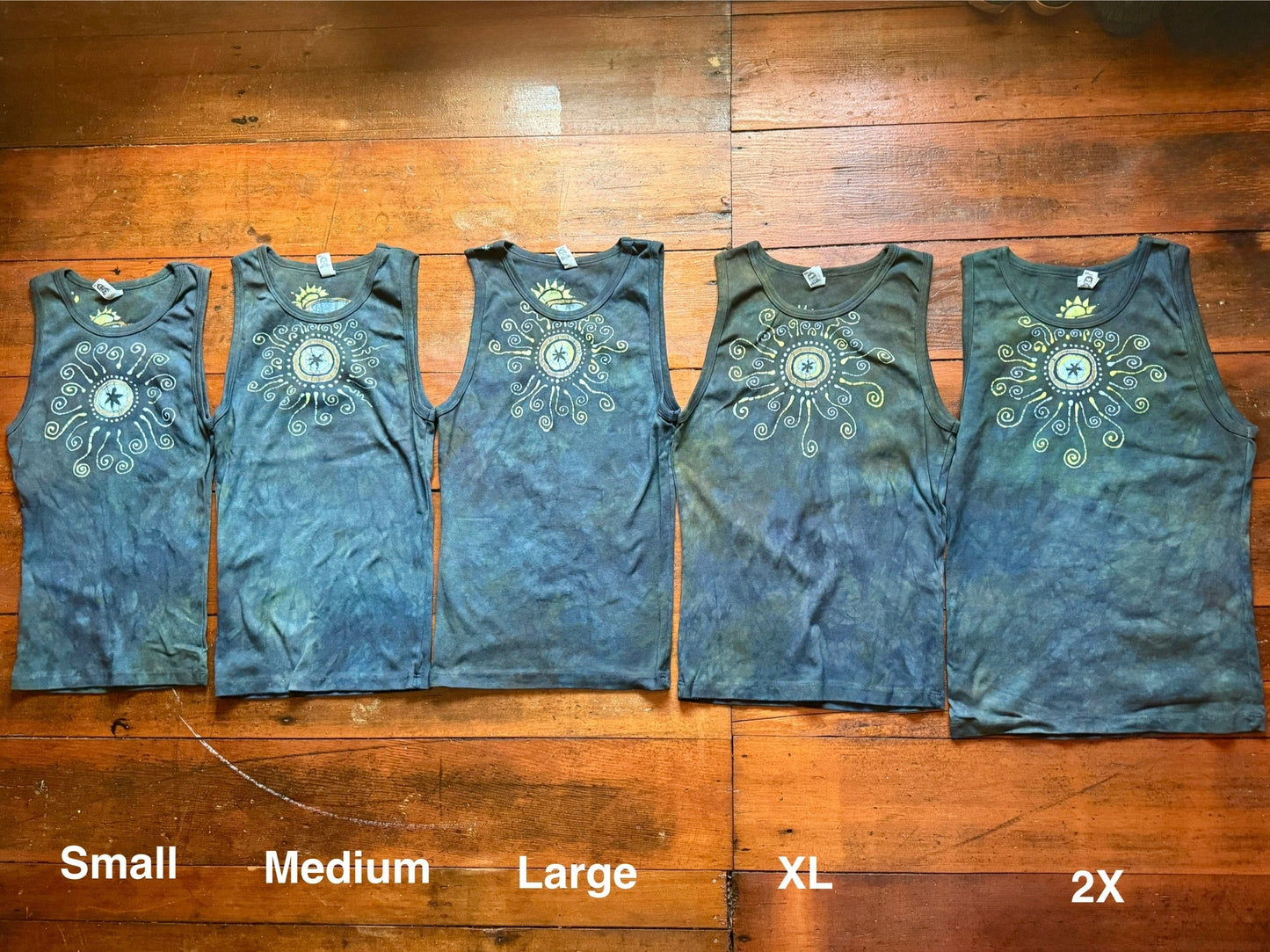 Stormlight Batik Tank – Charcoal Gray Mandala with Sunshine and Raindrops Batikwalla by Victoria