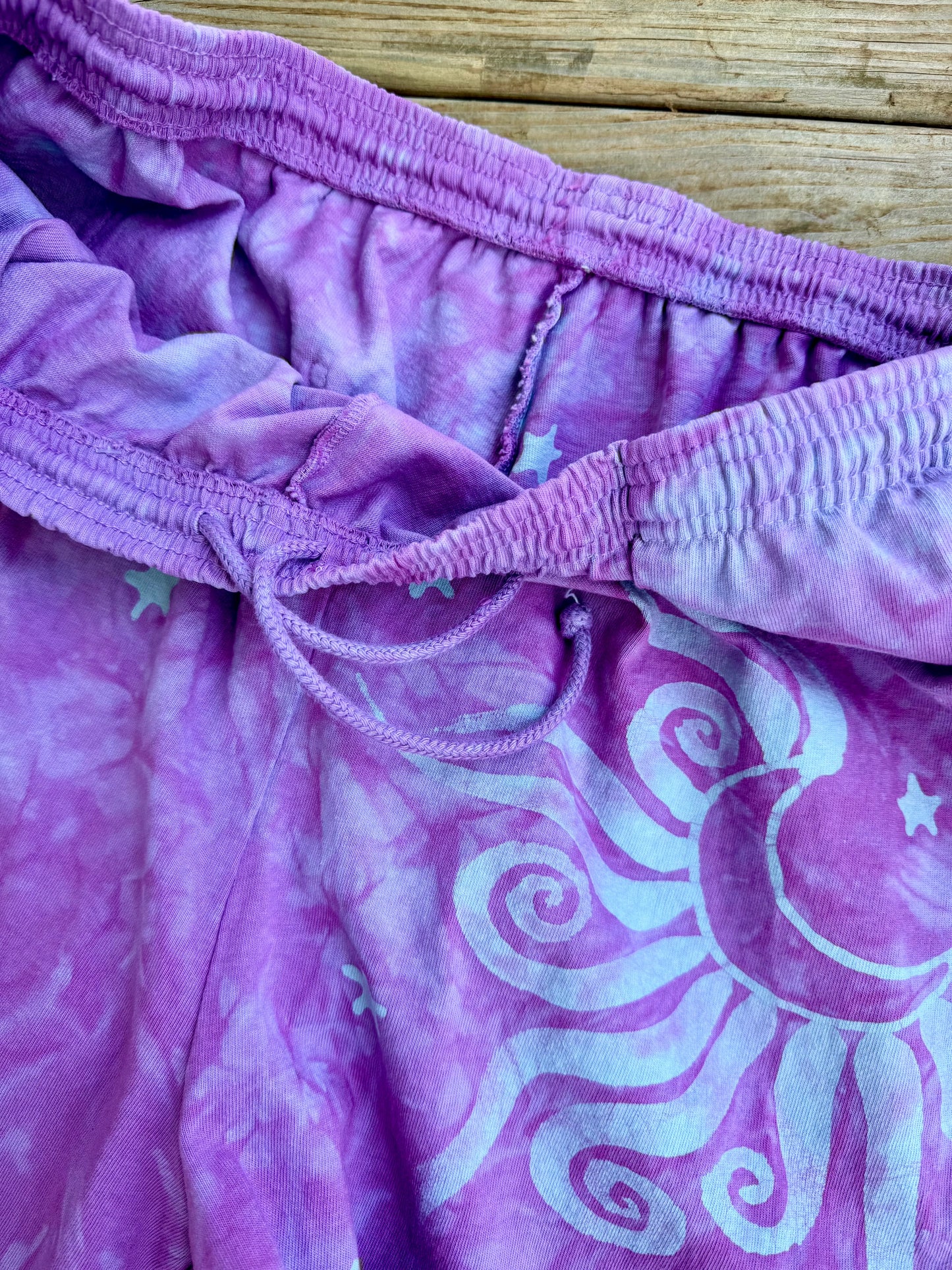 Moon Star Galaxy Shorts - Plum Blossom Purple - Size 2X Unisex Batikwalla by Victoria