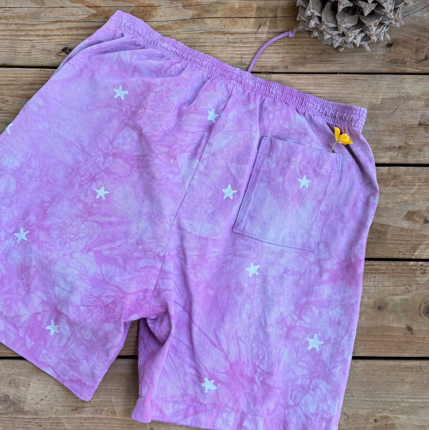 Moon Star Galaxy Shorts - Plum Blossom Purple - Size 2X Unisex Batikwalla by Victoria