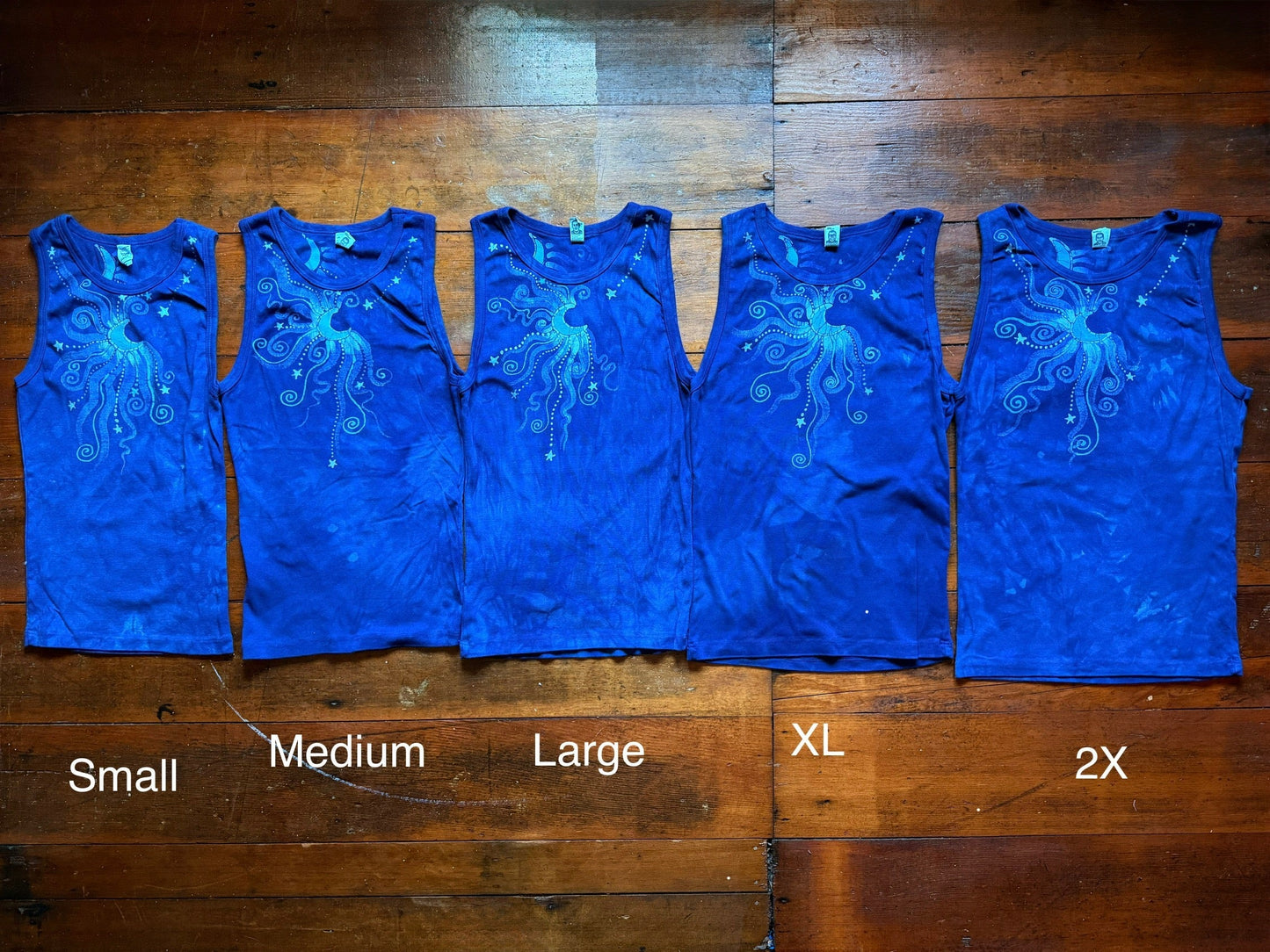Tidal Moon Batik Tank – Celestial Swirls in Indigo Blue Batikwalla by Victoria 2X