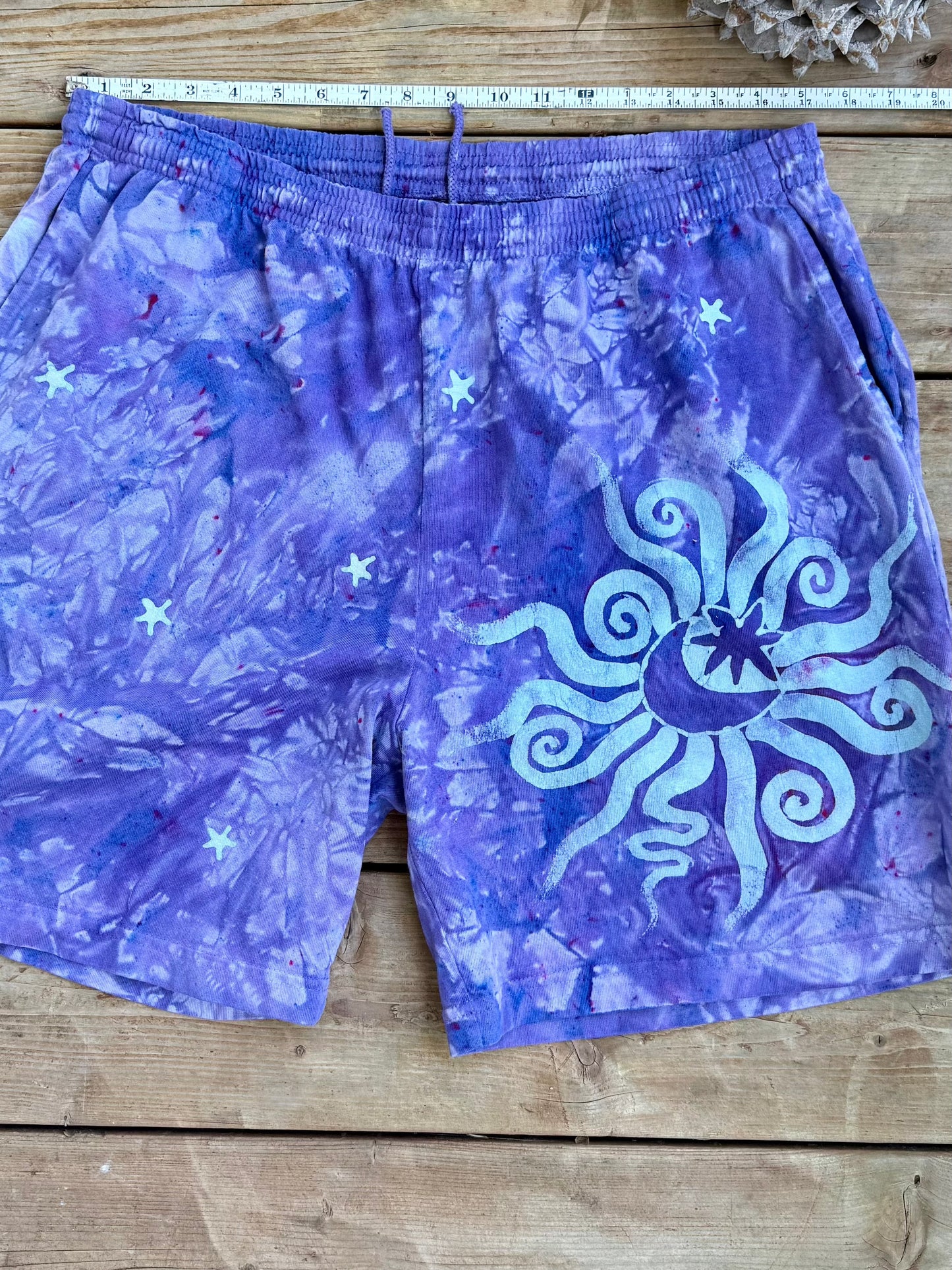 Moon and Stars Galaxy Shorts - Light Purple - Unisex 2X Adjustable Batikwalla by Victoria