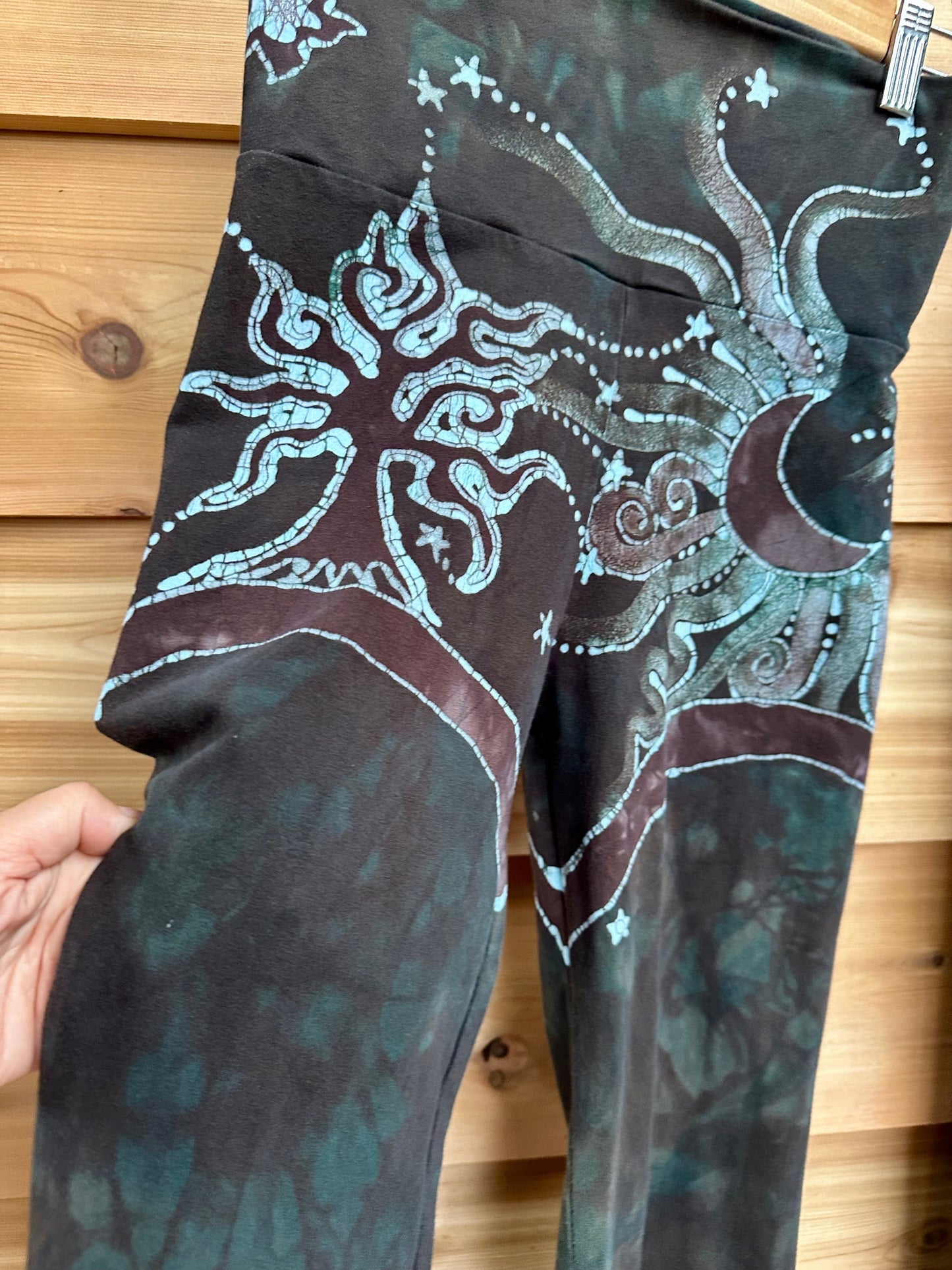 Forest Green Tree Sun and Stars Batik Yoga Pants Yoga Pants batikwalla