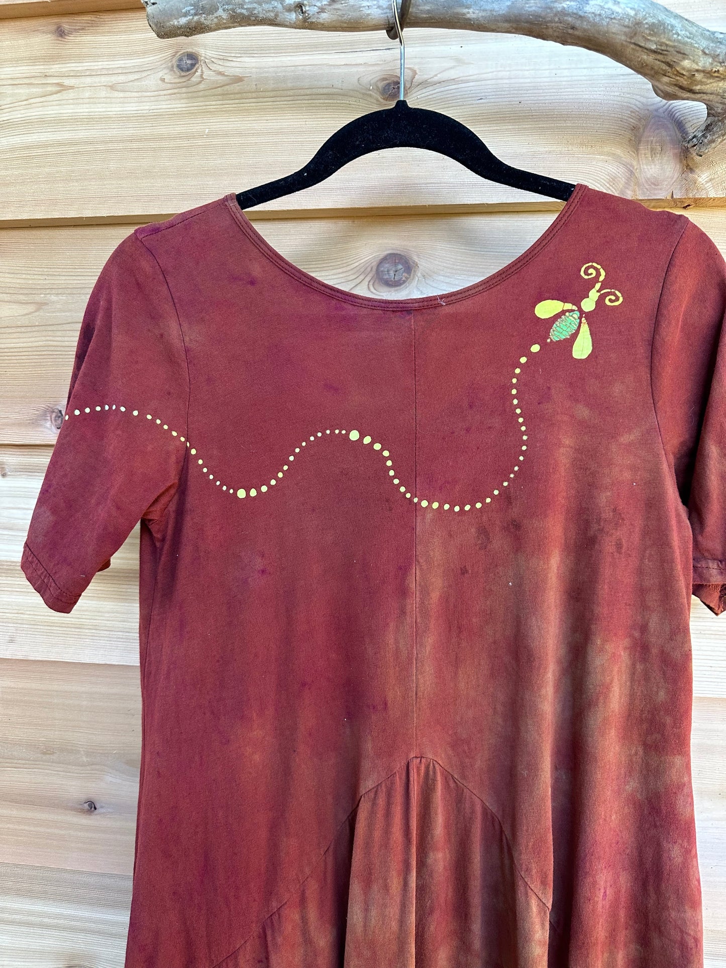 Red Sunflower Batik Dress With Pockets - Size Small Batik Dresses Batikwalla