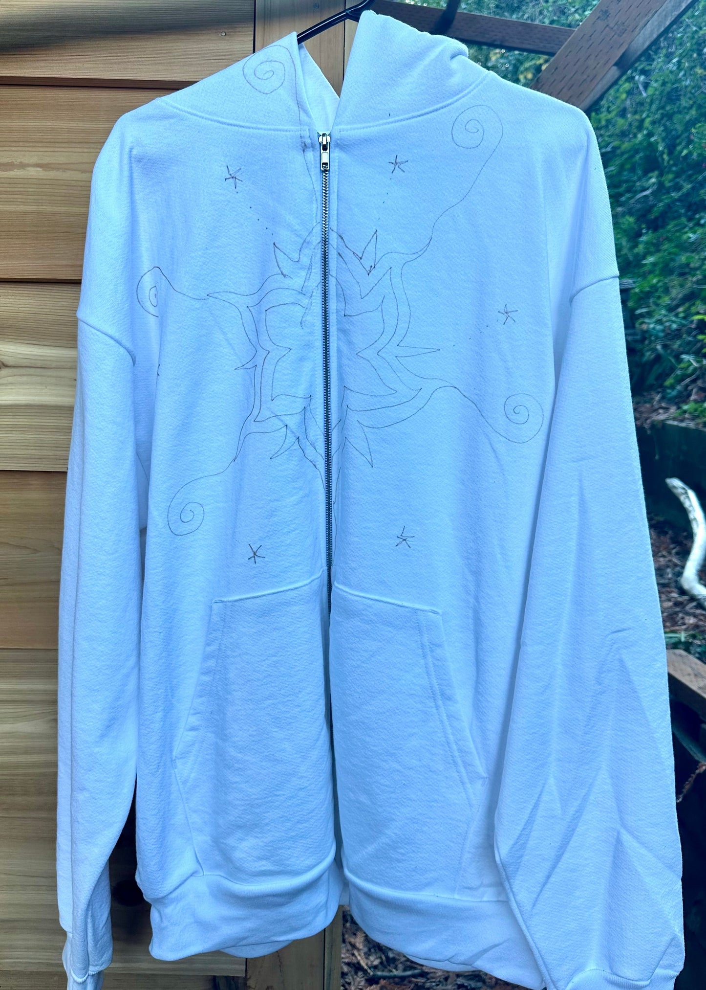 Forest Green Star Handmade Batik Hoodie - Size 2X hoodie batikwalla
