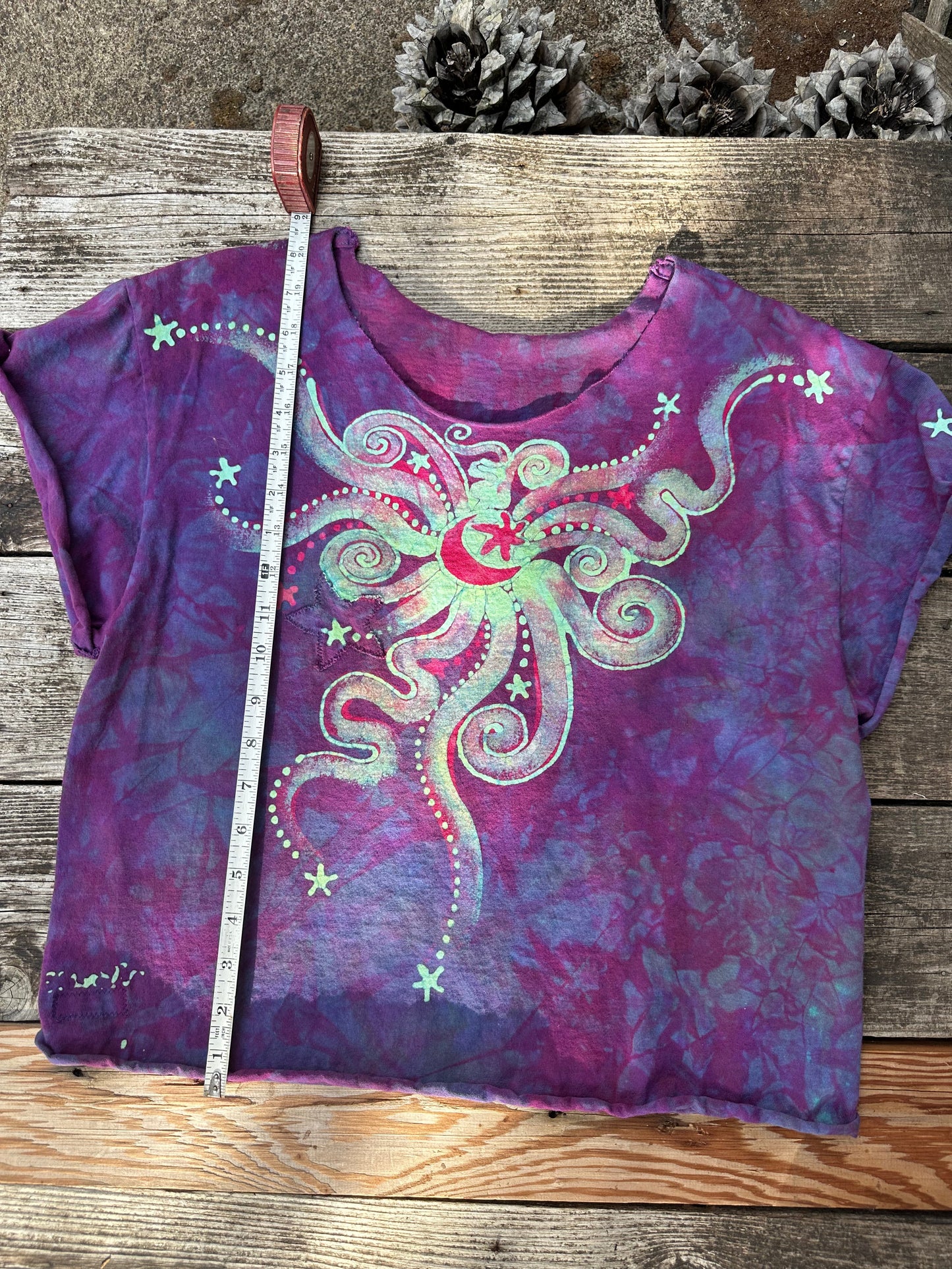 Sunrise Sunset Cotton Cropped Crew Tee - Size Small Shirts & Tops Batikwalla by Victoria