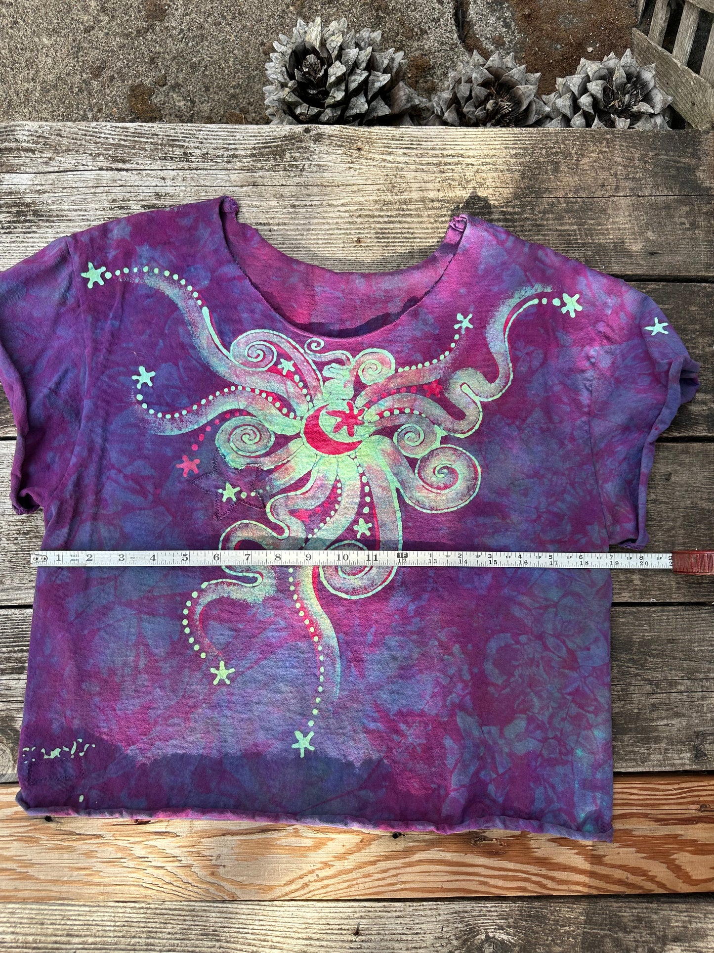 Sunrise Sunset Cotton Cropped Crew Tee - Size Small Shirts & Tops Batikwalla by Victoria