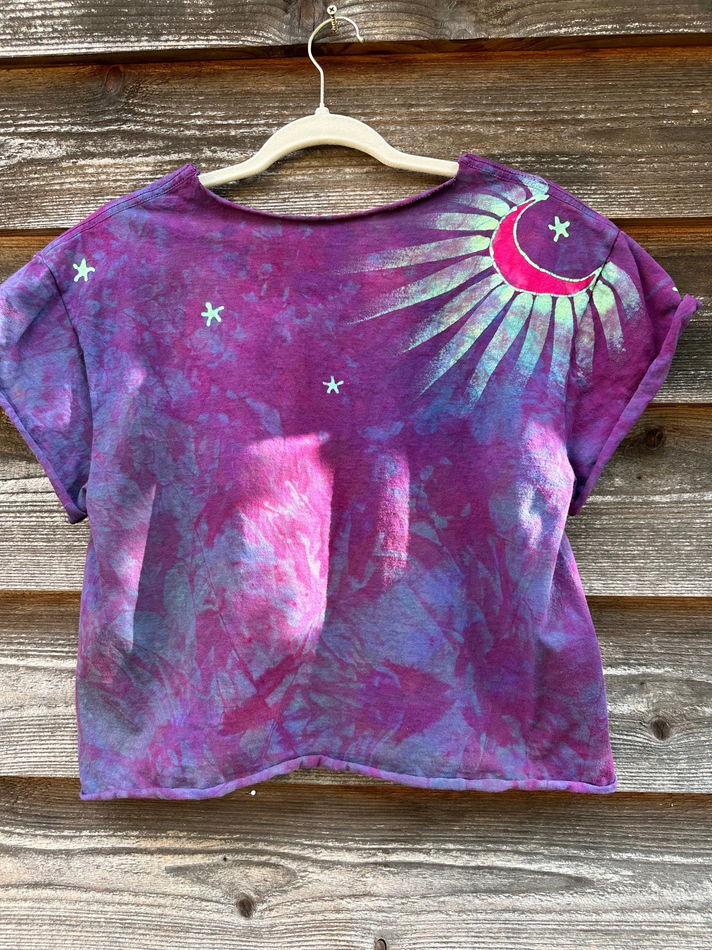 Sunrise Sunset Cotton Cropped Crew Tee - Size Small Shirts & Tops Batikwalla by Victoria