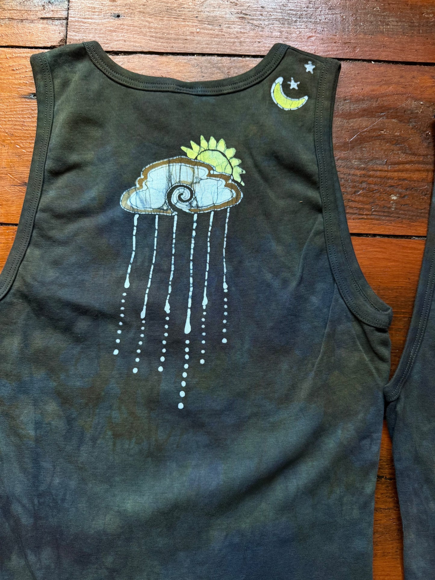 Stormlight Batik Tank – Charcoal Gray Mandala with Sunshine and Raindrops Batikwalla by Victoria
