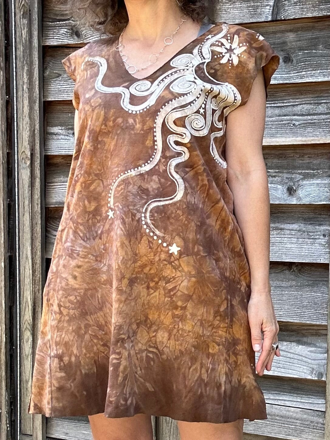 Sands Beach Organic Cotton Batik Dress Tunic Top - size Large Batik Dresses Batikwalla