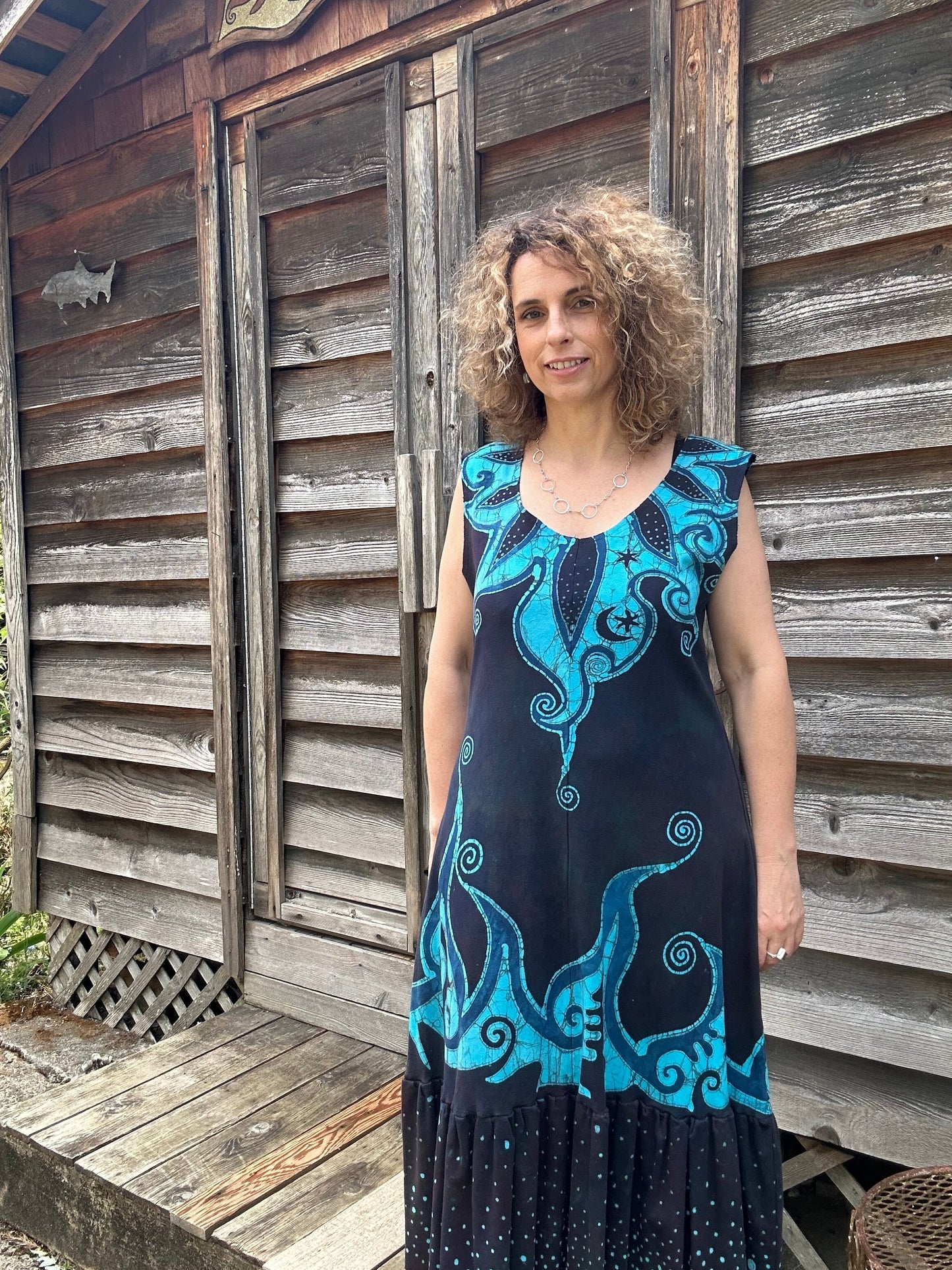 Blue Orchid Batikwalla Dress in Organic Cotton Batik Dresses Batikwalla