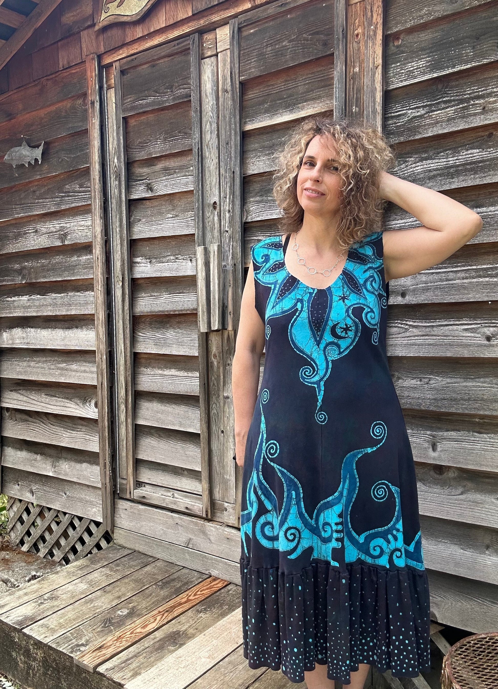Blue Orchid Batikwalla Dress in Organic Cotton Batik Dresses Batikwalla