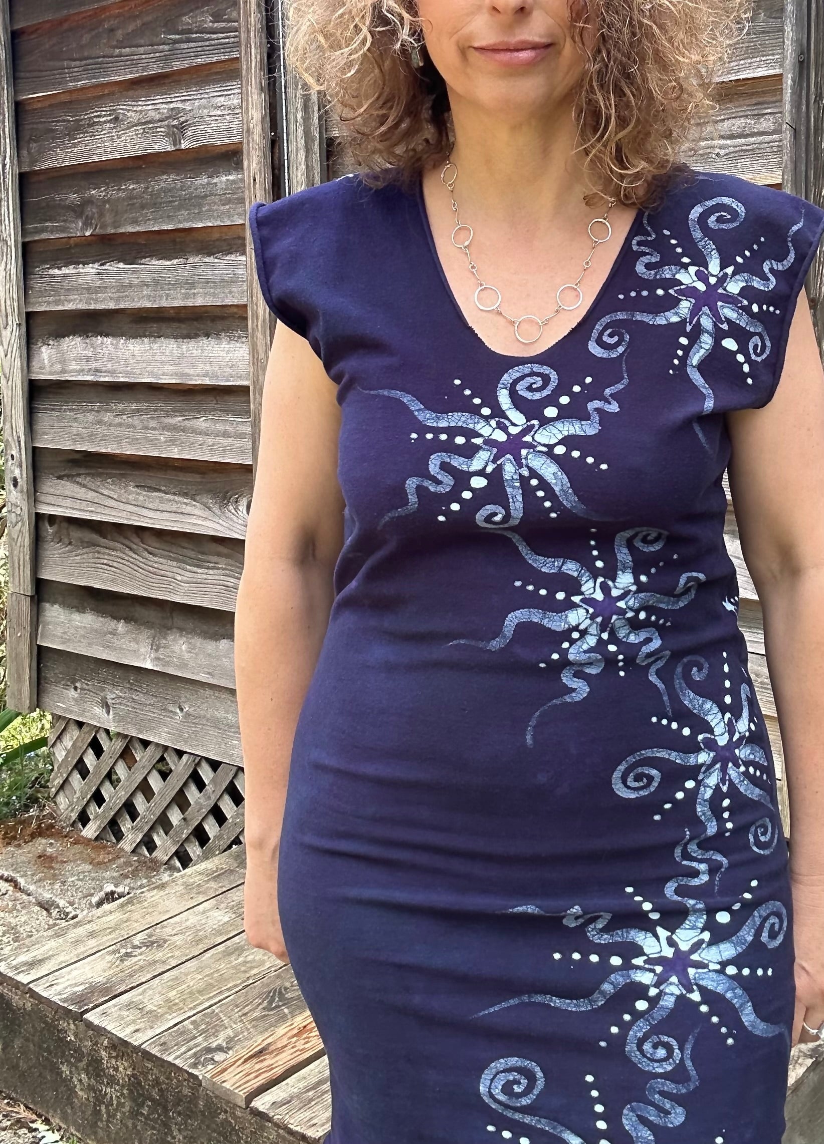 Midnight Moon Stretchy Hemp Tube Dress - Size Medium ONLY Batik Dresses Batikwalla