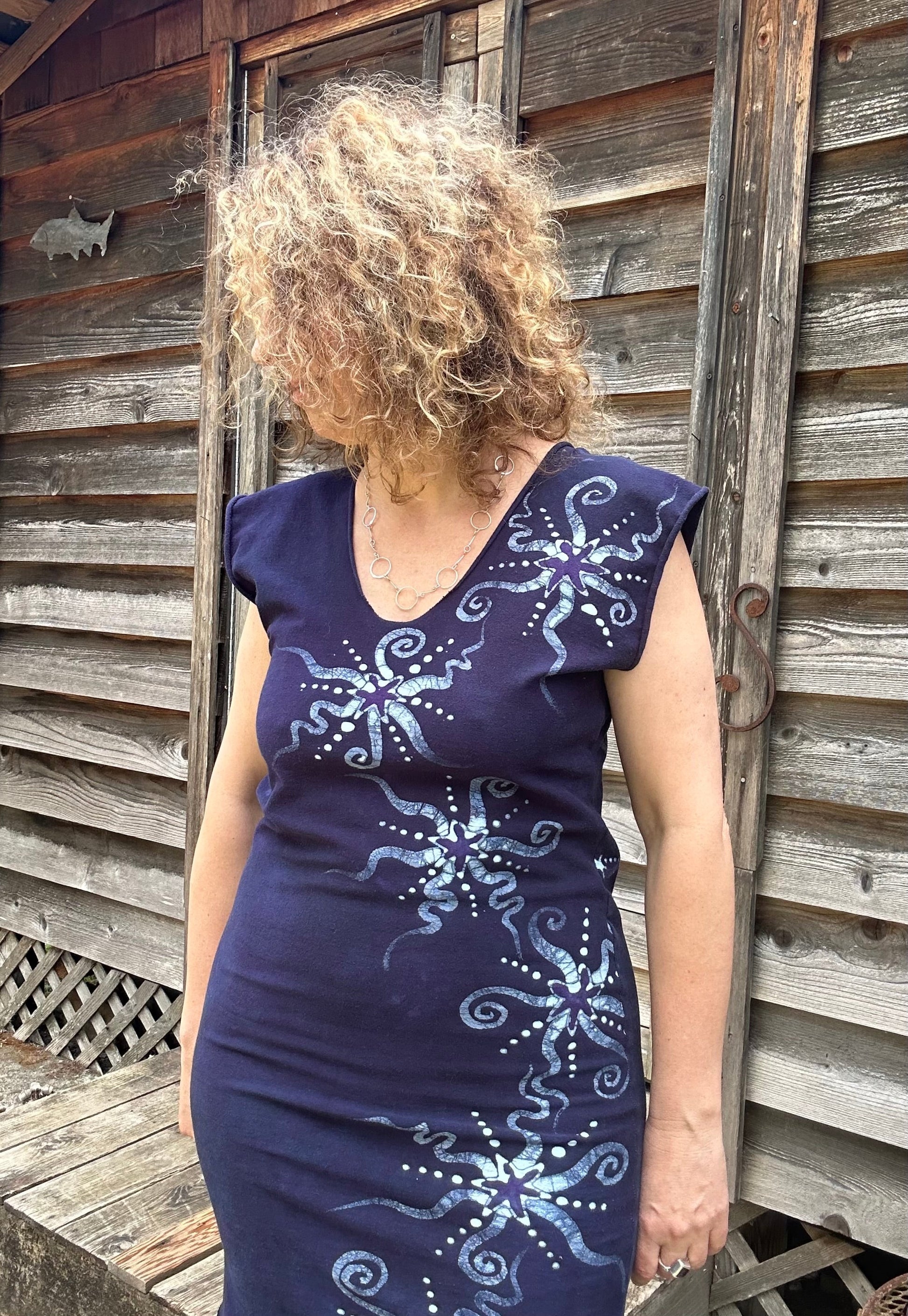 Midnight Moon Stretchy Hemp Tube Dress - Size Medium ONLY Batik Dresses Batikwalla