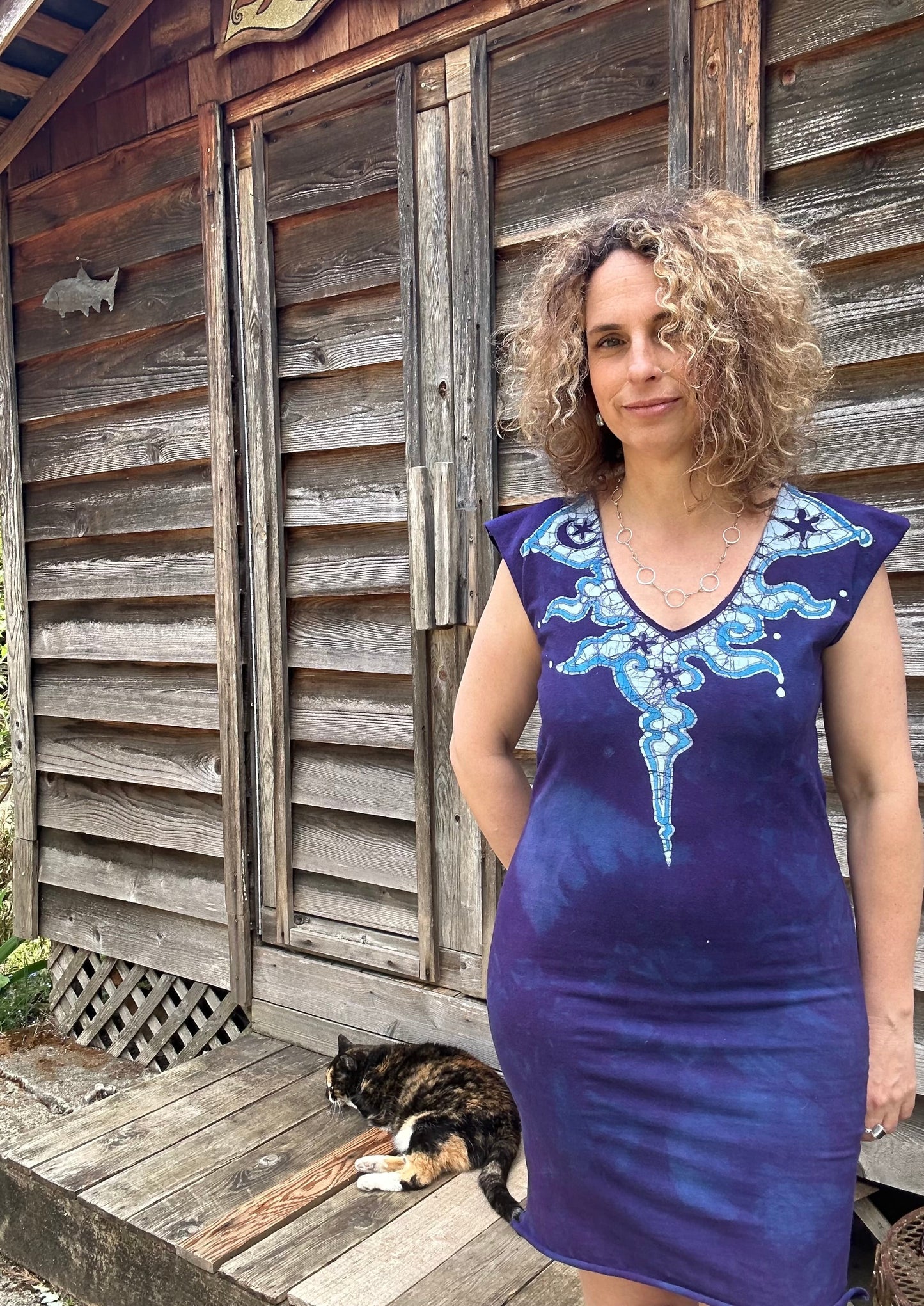 Blue and Purple Tribal Stretchy Hemp Tube Dress Batik Dresses Batikwalla