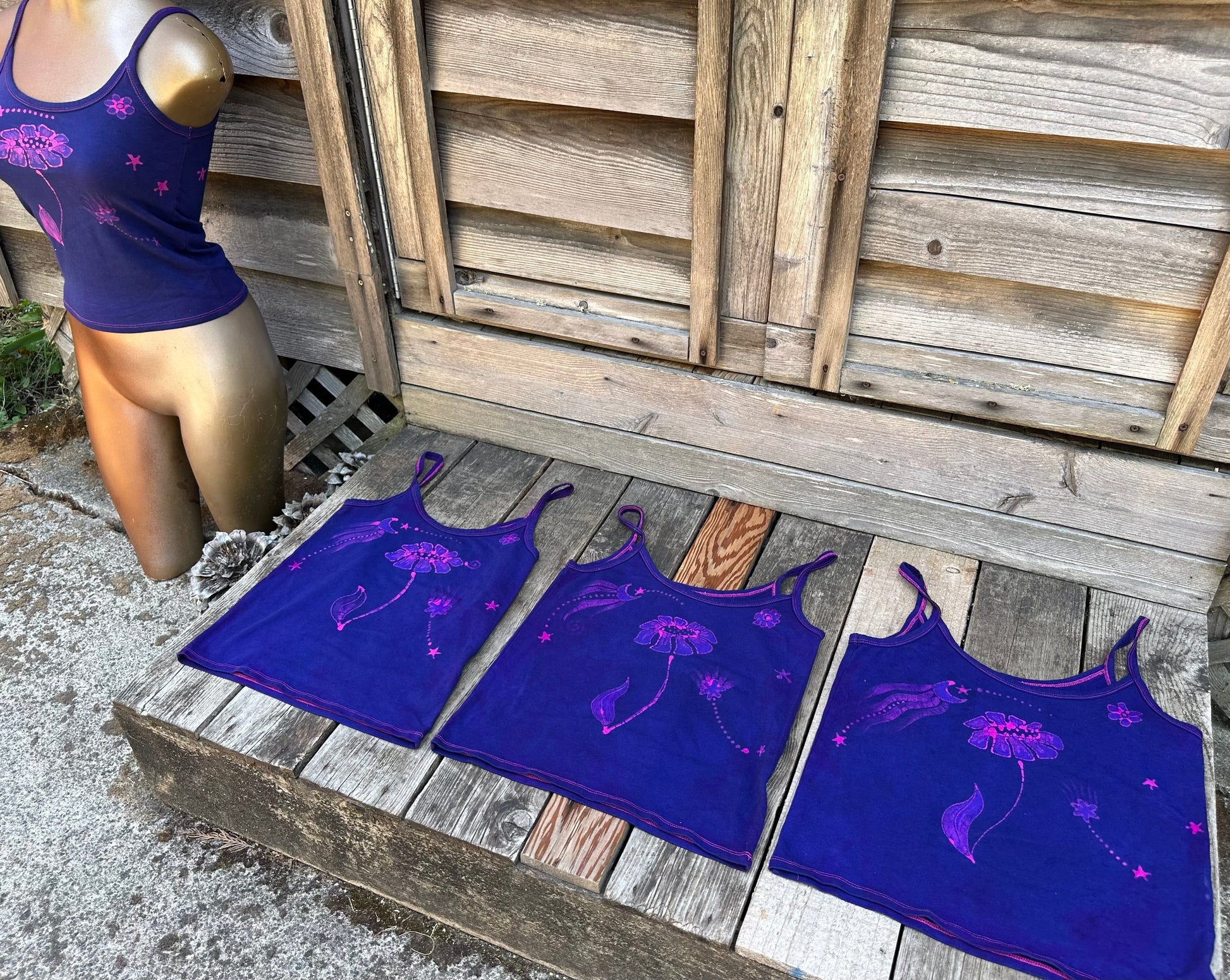 Flower Power Hand Painted Batikwalla Tank Top Tops batikwalla
