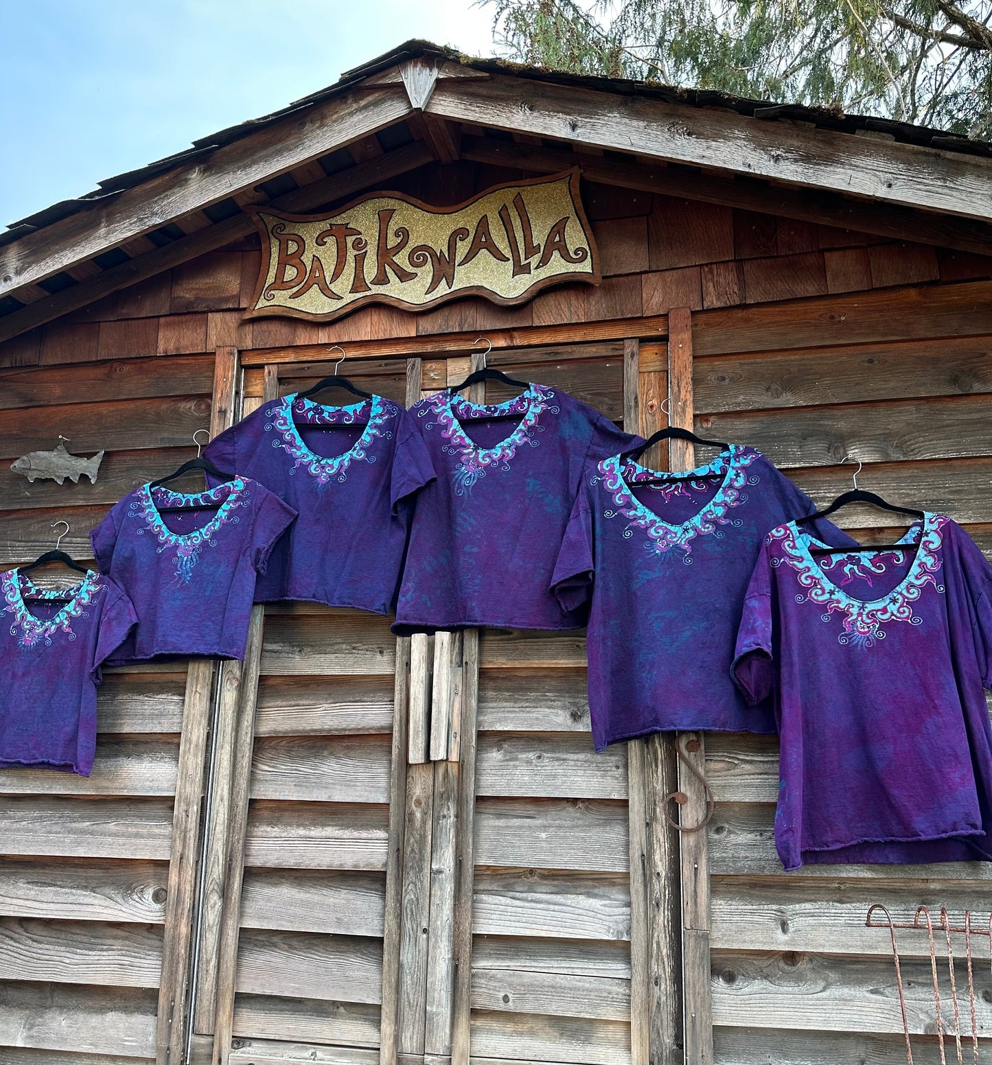 Sapphire Moon Batik Necklace Tee - Size Large Shirts & Tops Batikwalla by Victoria