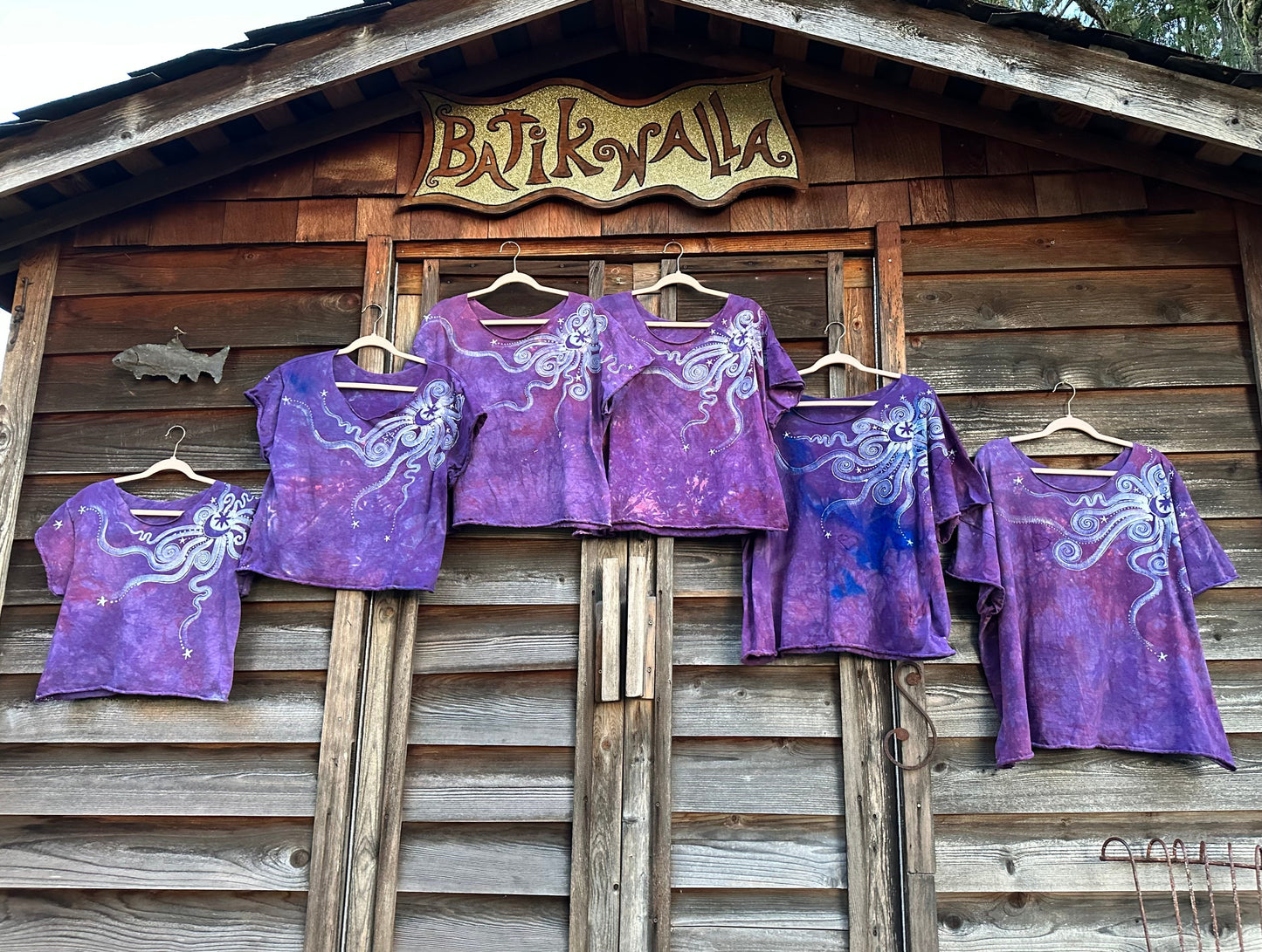 Pretty in Pink Moonbeams Cotton Cropped Crew Tee - Size 3X Shirts & Tops Batikwalla by Victoria