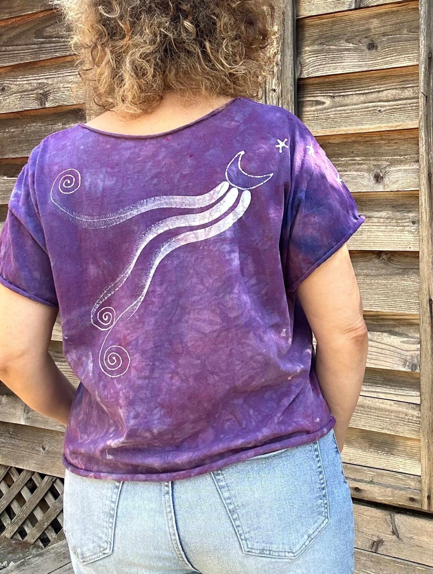 Pretty in Pink Moonbeams Cotton Cropped Crew Tee Shirts & Tops Batikwalla by Victoria Medium