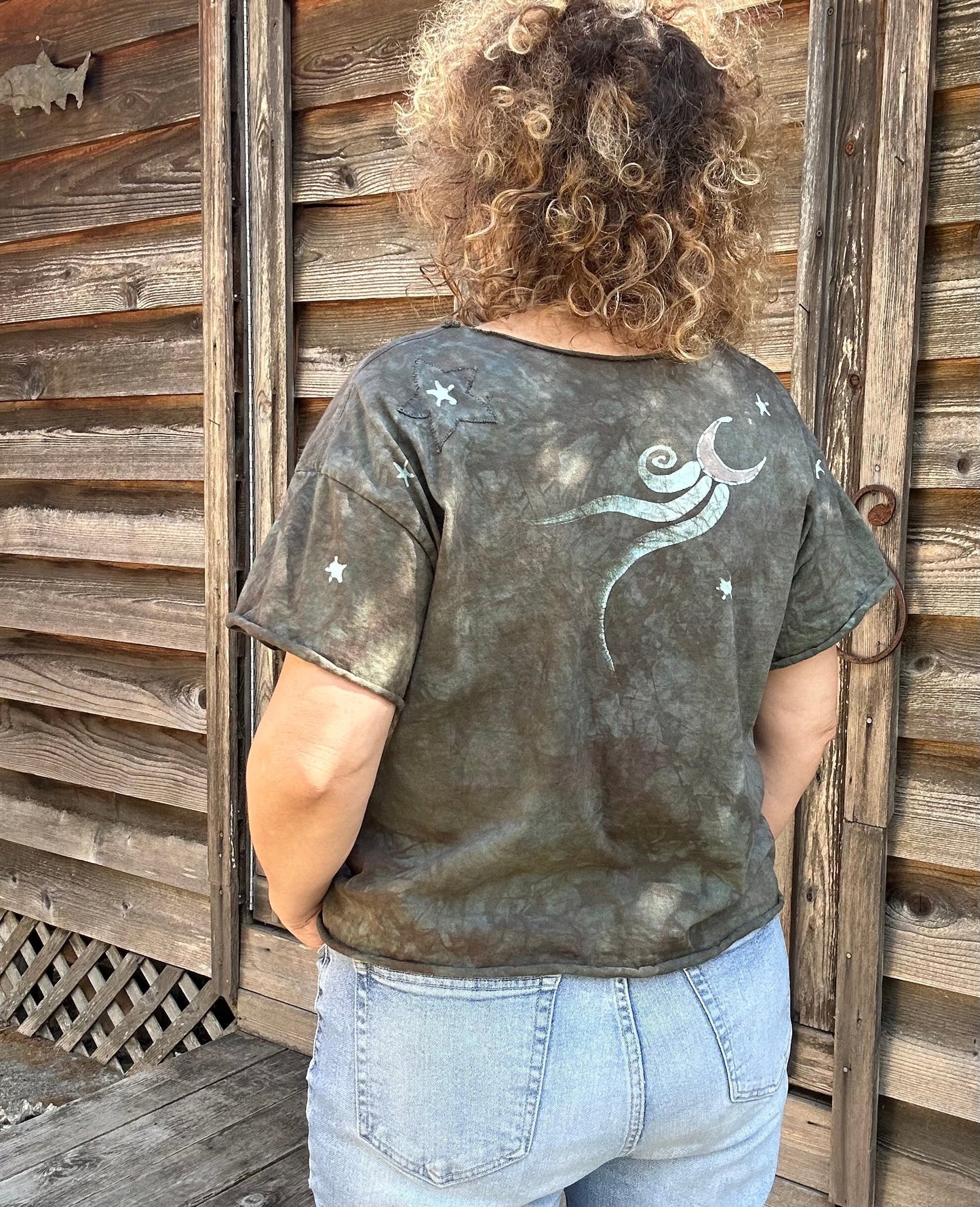 Cedar Forest Tree O Life Cotton Cropped Batik Tee Shirts & Tops Batikwalla by Victoria