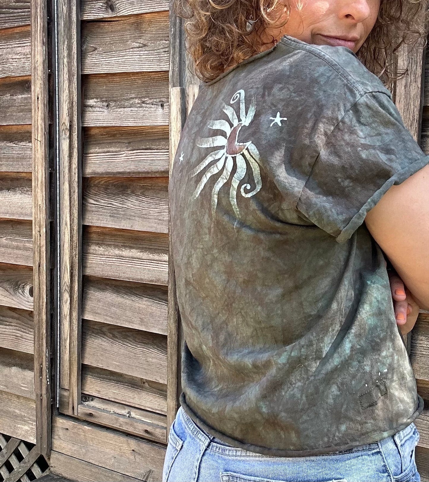 Cedar Forest Tree O Life Cotton Cropped Batik Tee Shirts & Tops Batikwalla by Victoria