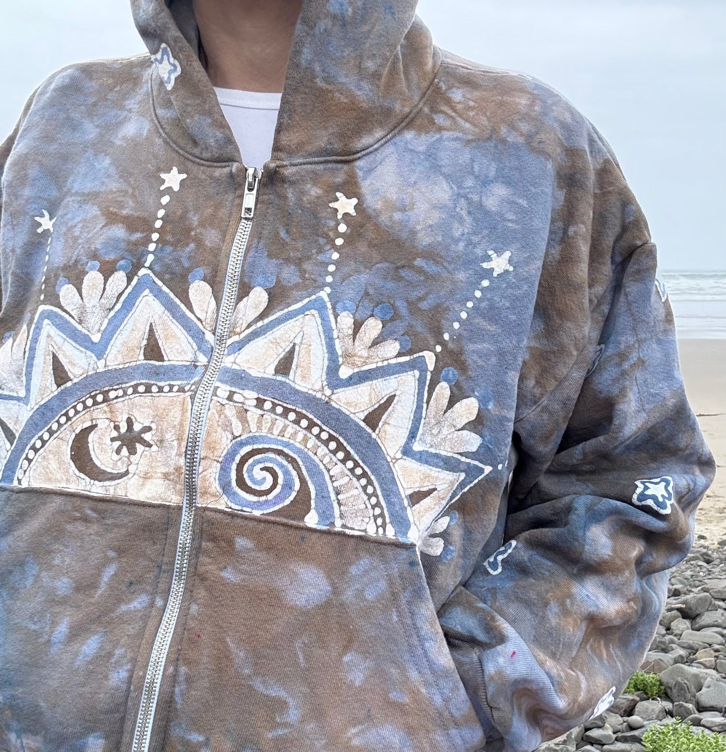 Sandstone Sun Handmade Batik Hoodie hoodie batikwalla
