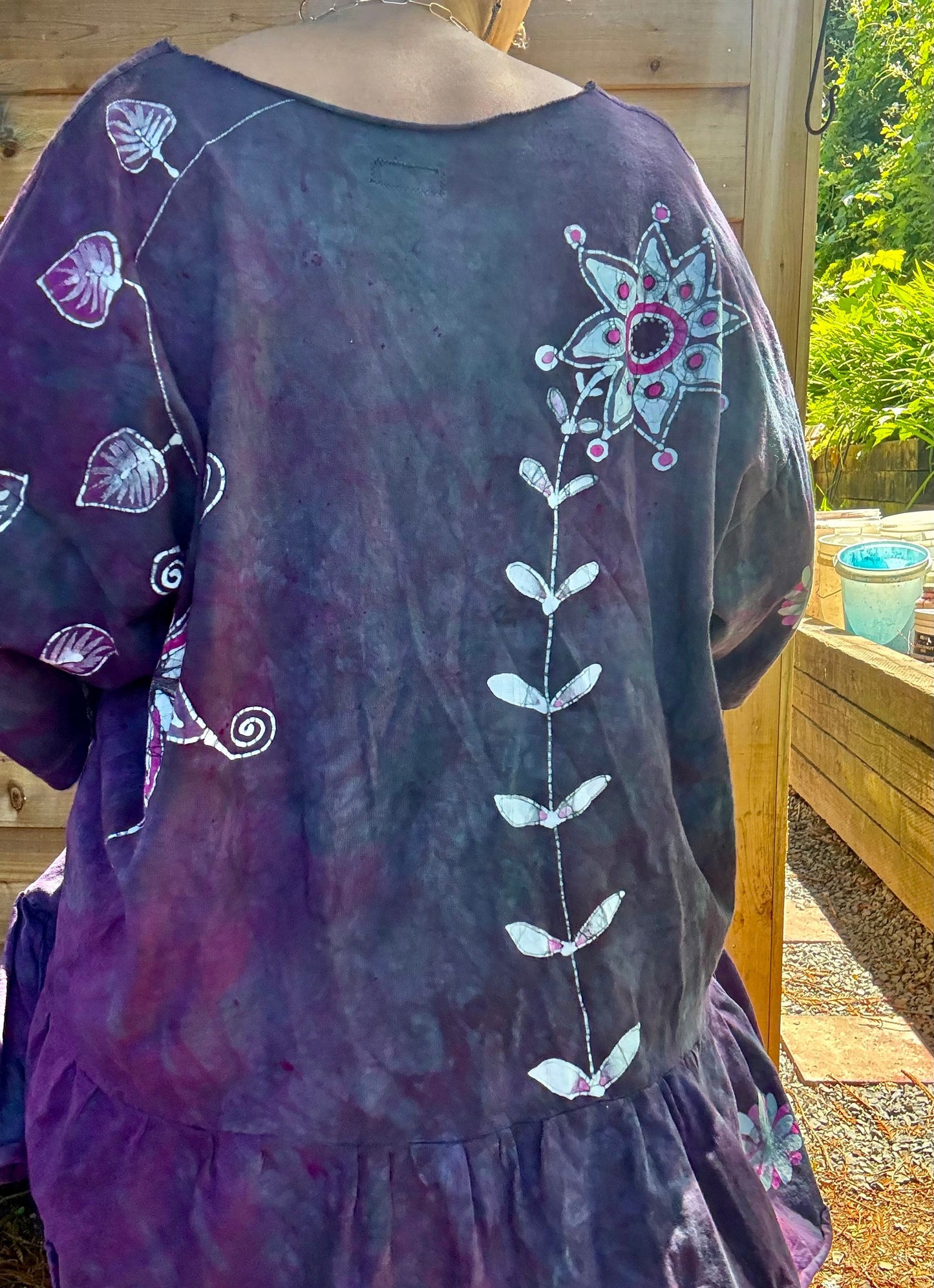 Mystic Bloom Batik Top – Purple & Pink Floral Hand-Painted Peplum Blouse Batikwalla by Victoria