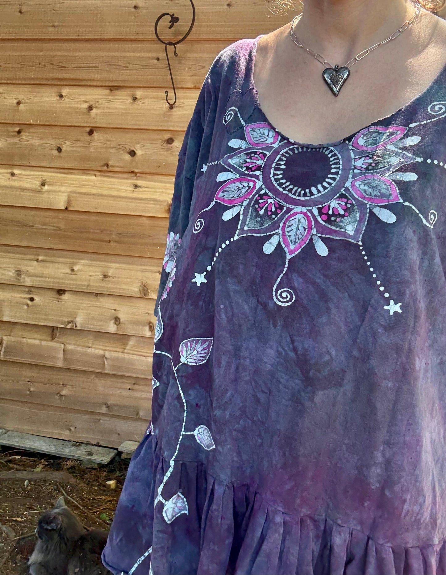 Mystic Bloom Batik Top – Purple & Pink Floral Hand-Painted Peplum Blouse Batikwalla by Victoria