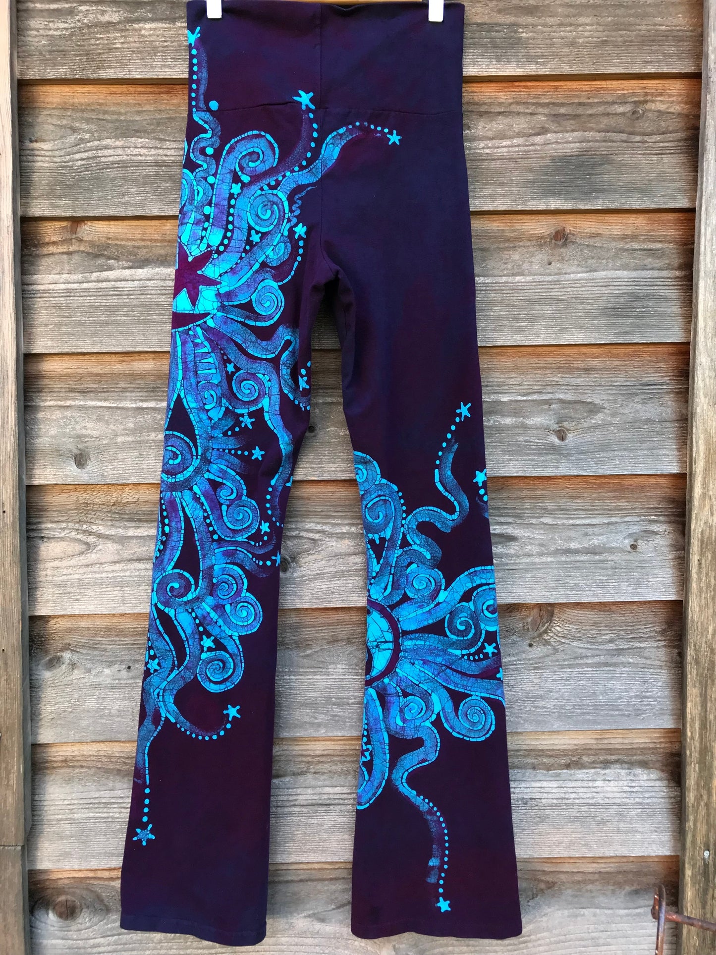 Deep Blue and Midnight Purple Handmade Batik Yoga Pants batikwalla
