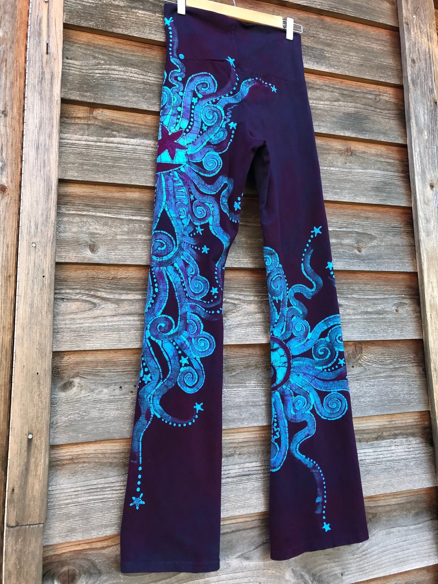 Deep Blue and Midnight Purple Handmade Batik Yoga Pants batikwalla