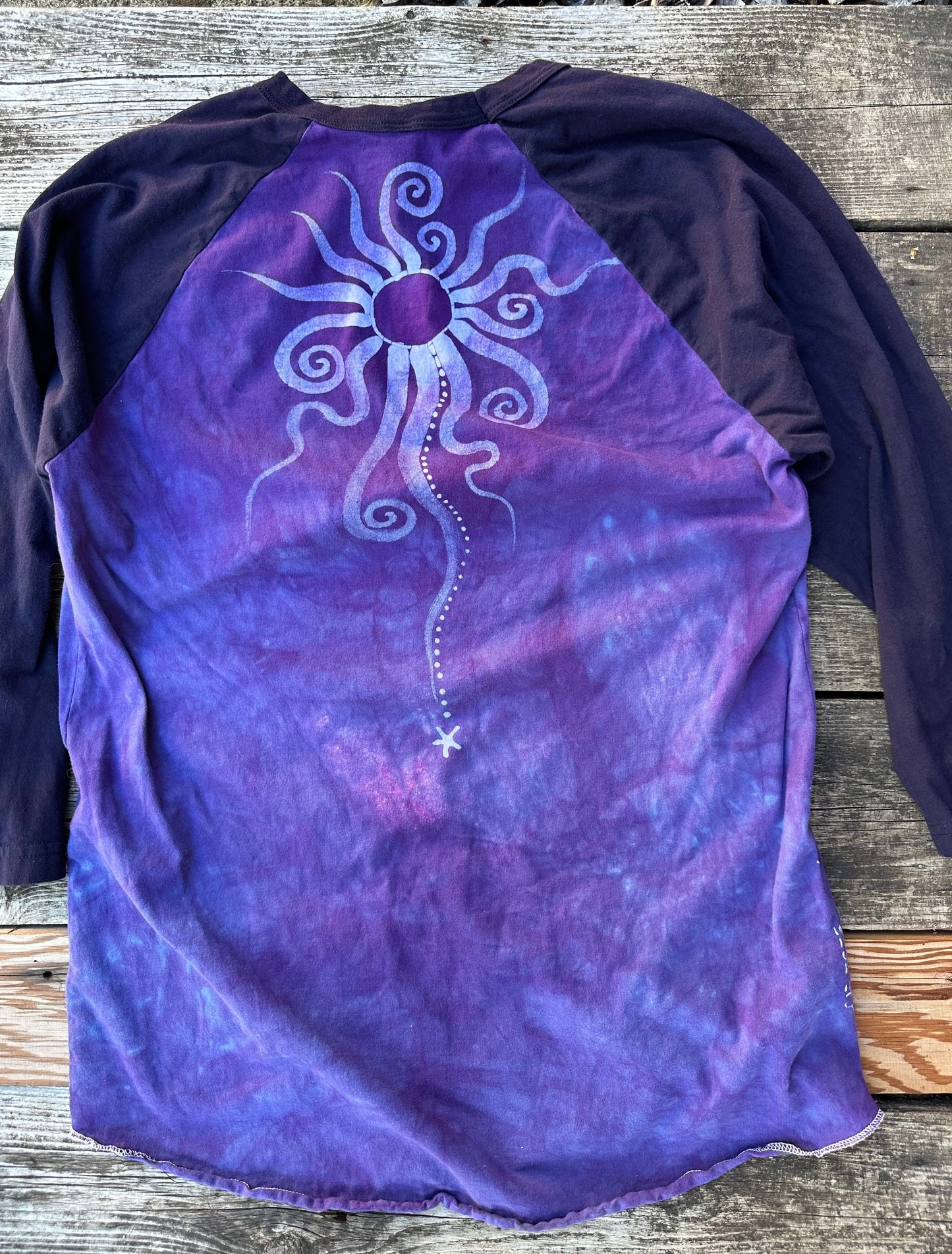 Purple Fig Moon Celestial Batik Raglan Tee Shirts & Tops Batikwalla
