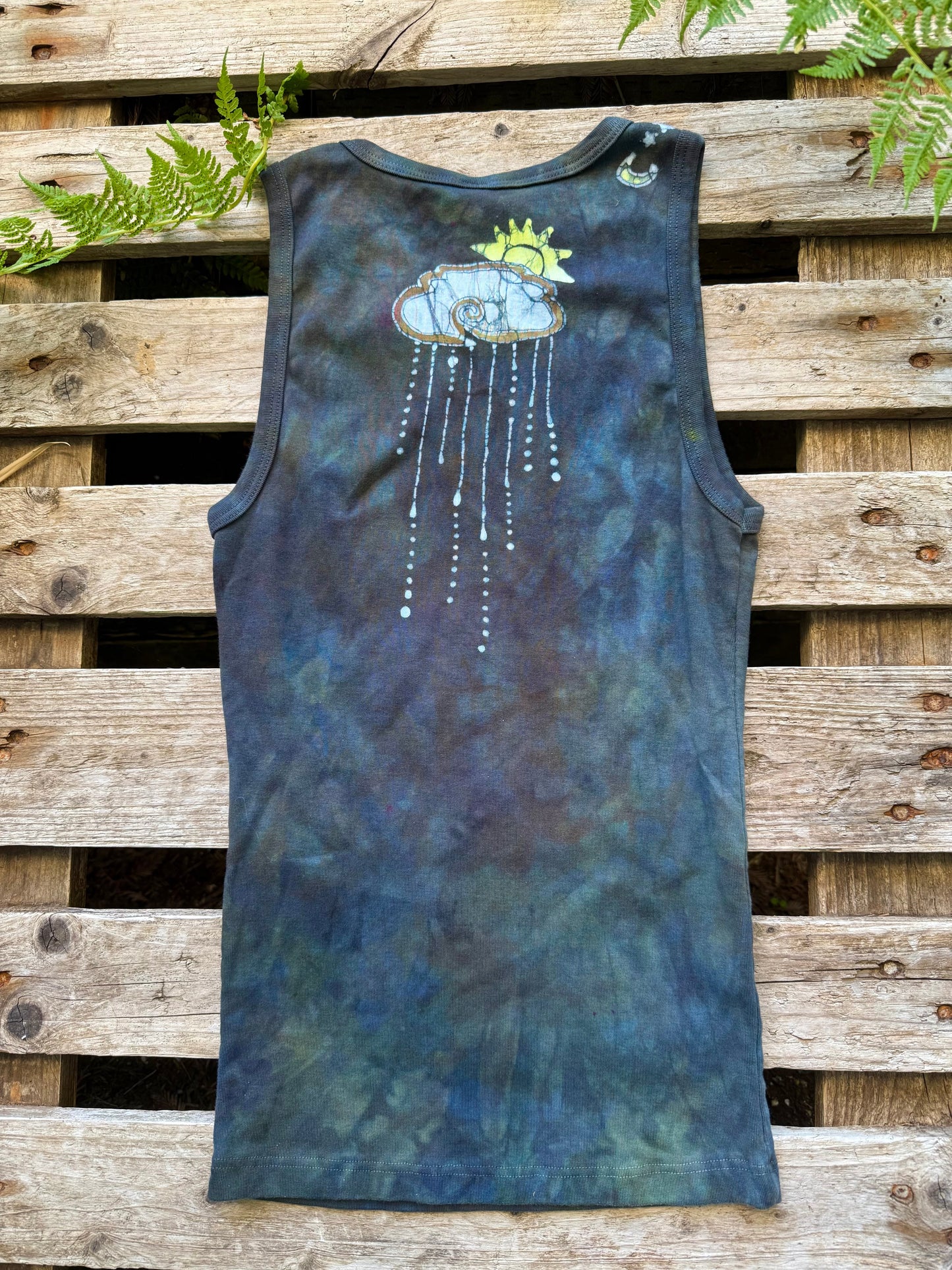 Stormlight Batik Tank – Charcoal Gray Mandala with Sunshine and Raindrops Batikwalla by Victoria
