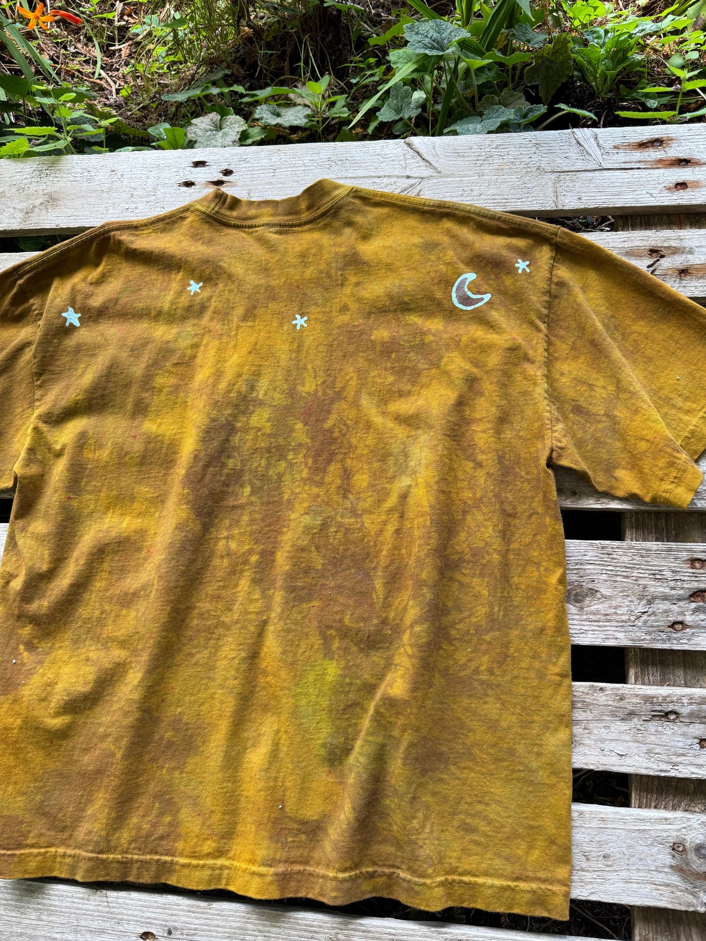 Golden Solstice Tree of Life – Handmade Batik T-Shirt in Ochre Glow Batikwalla by Victoria