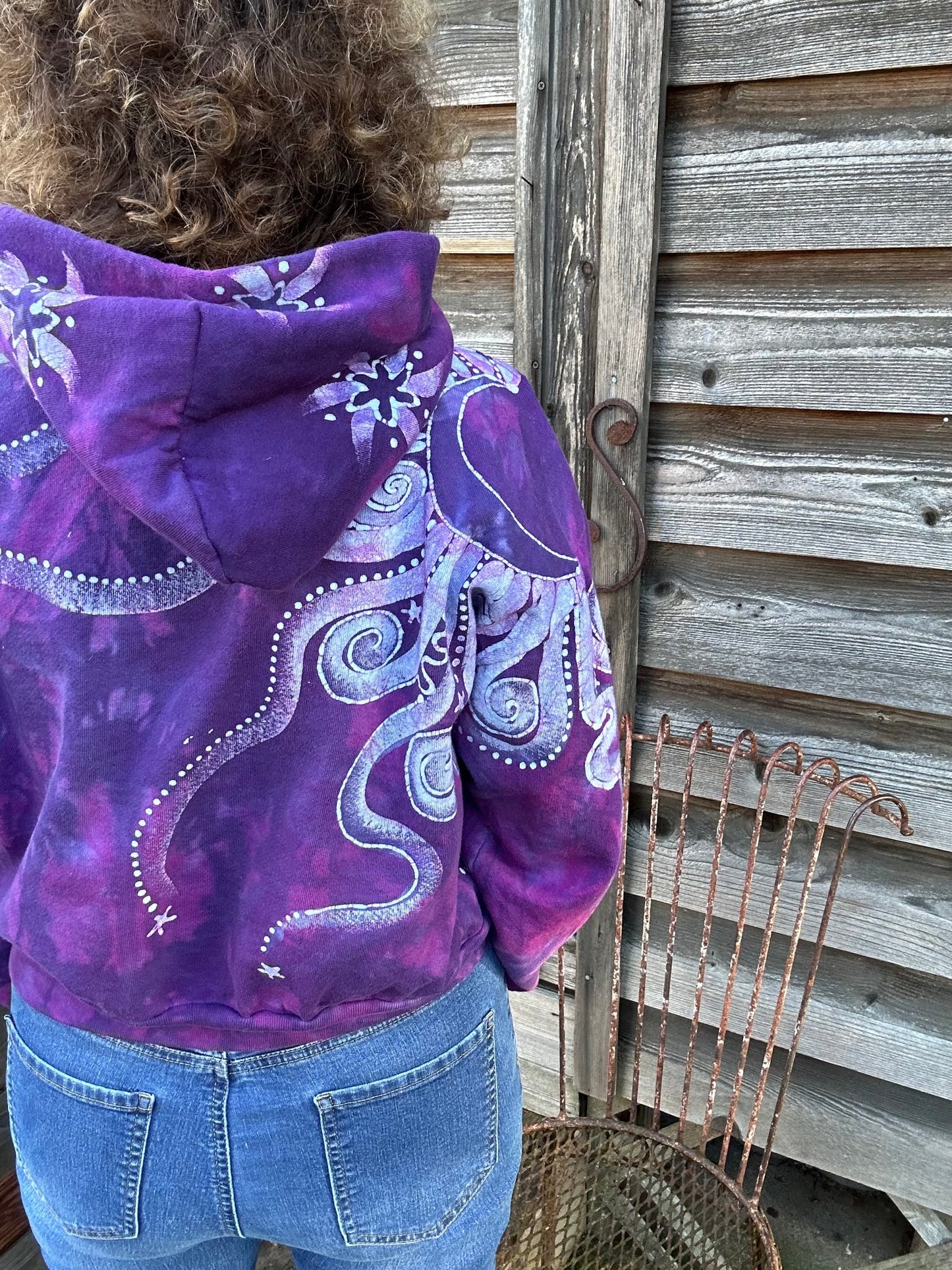 Magenta Moonbeams Handmade Batik Hoodie hoodie batikwalla