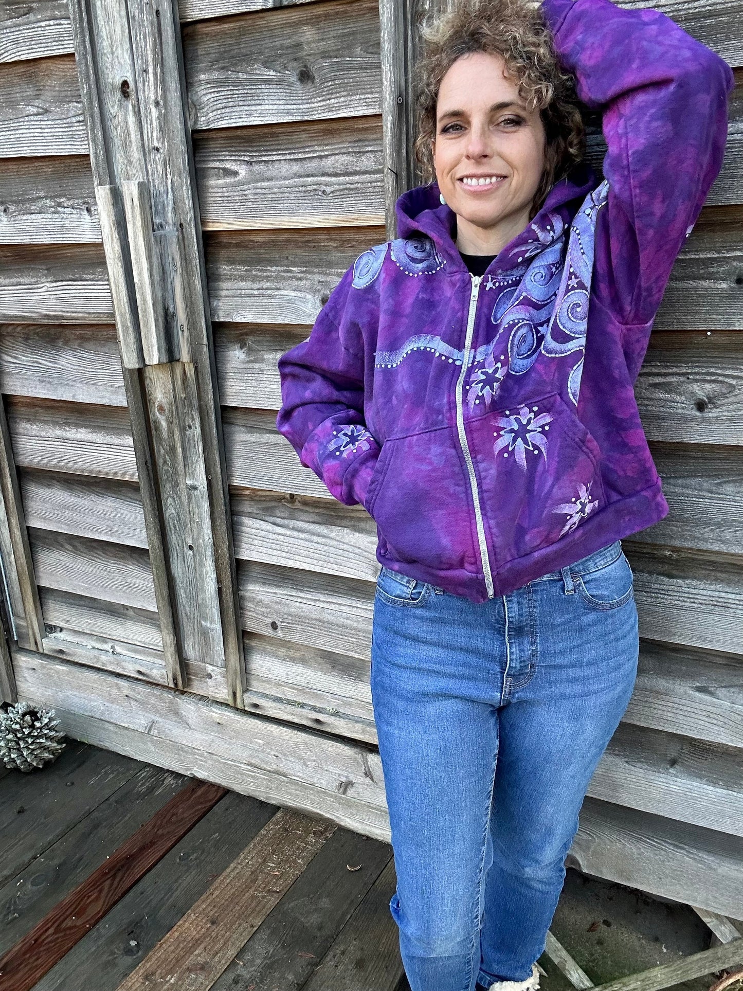 Magenta Moonbeams Handmade Batik Hoodie hoodie batikwalla M/L