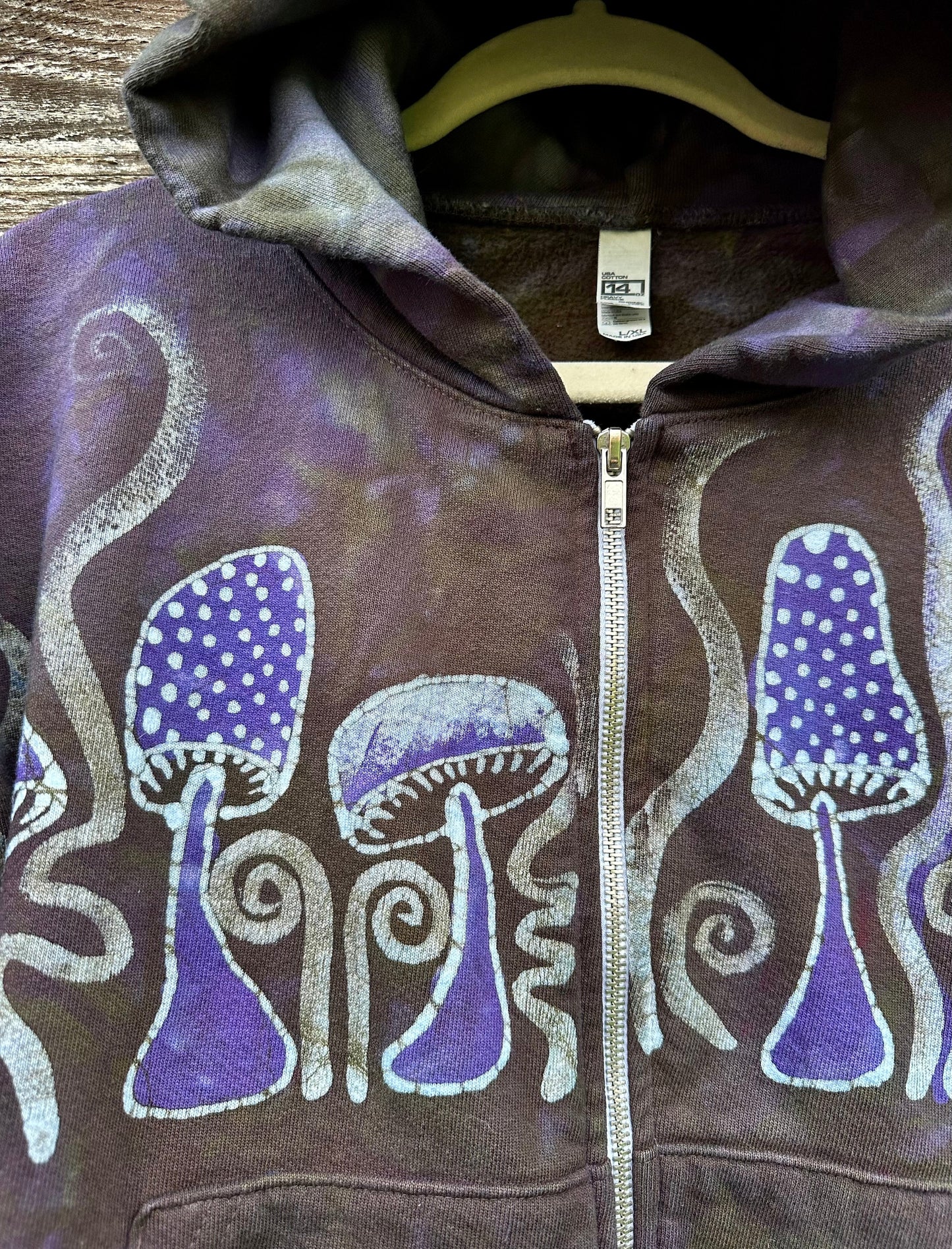 Mushroom Hunter Batik Hoodie - Purple Woodland hoodie batikwalla