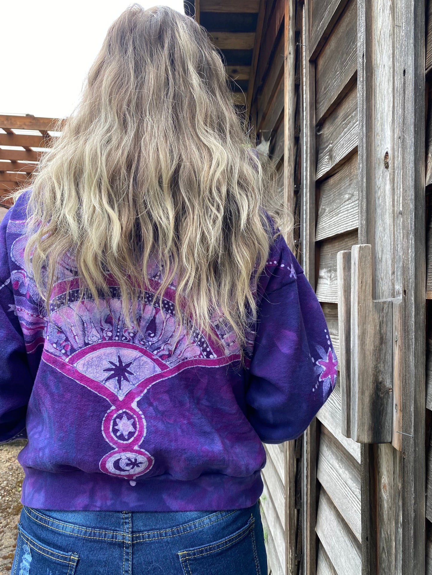 Pink Rising Stars Handmade Batik Hoodie hoodie batikwalla