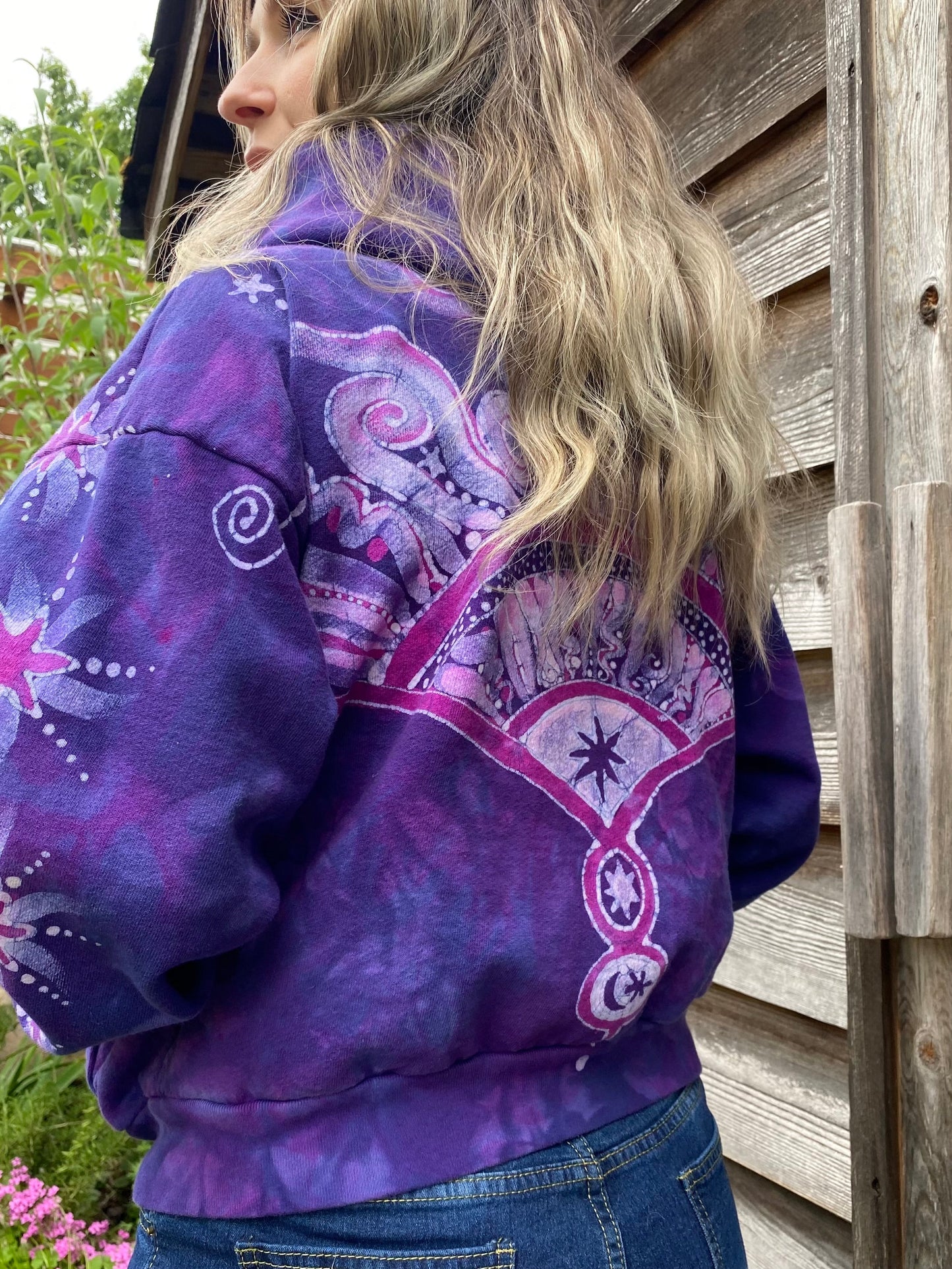 Pink Rising Stars Handmade Batik Hoodie hoodie batikwalla