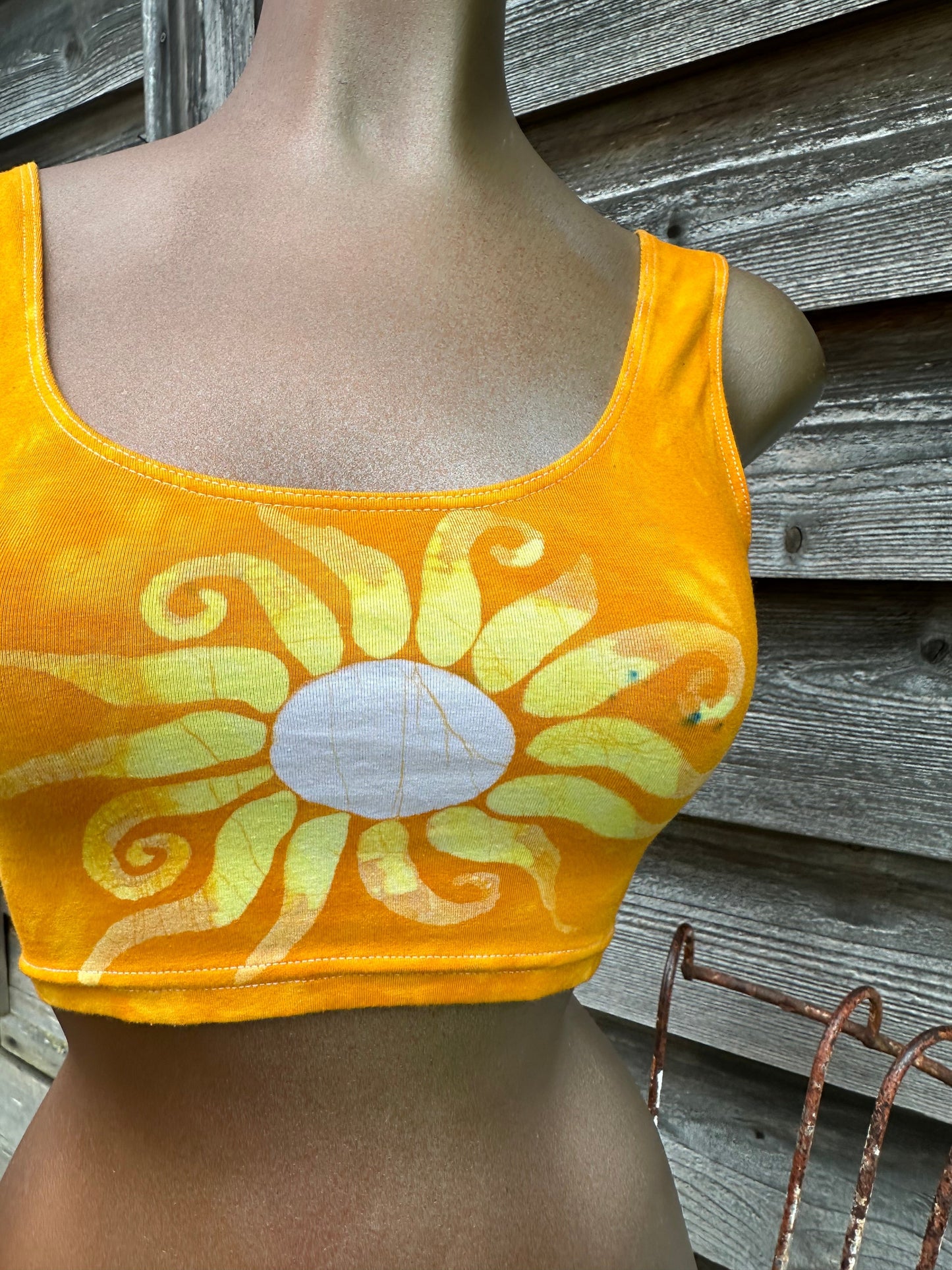 Sunshine Daydream Hand Painted Batik Sports Bra Tops batikwalla