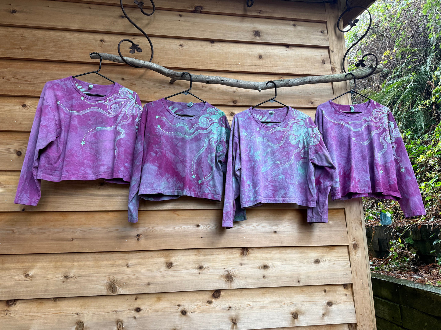 Plum Blossom Pacific Moon Long Sleeve Batik T-Shirt Batikwalla by Victoria Small