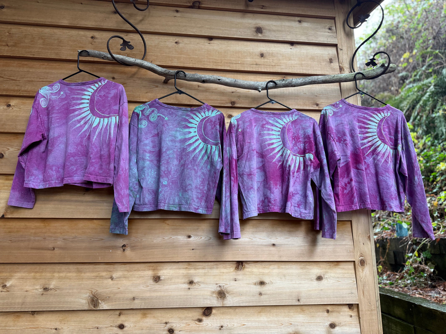 Plum Blossom Pacific Moon Long Sleeve Batik T-Shirt Batikwalla by Victoria XL