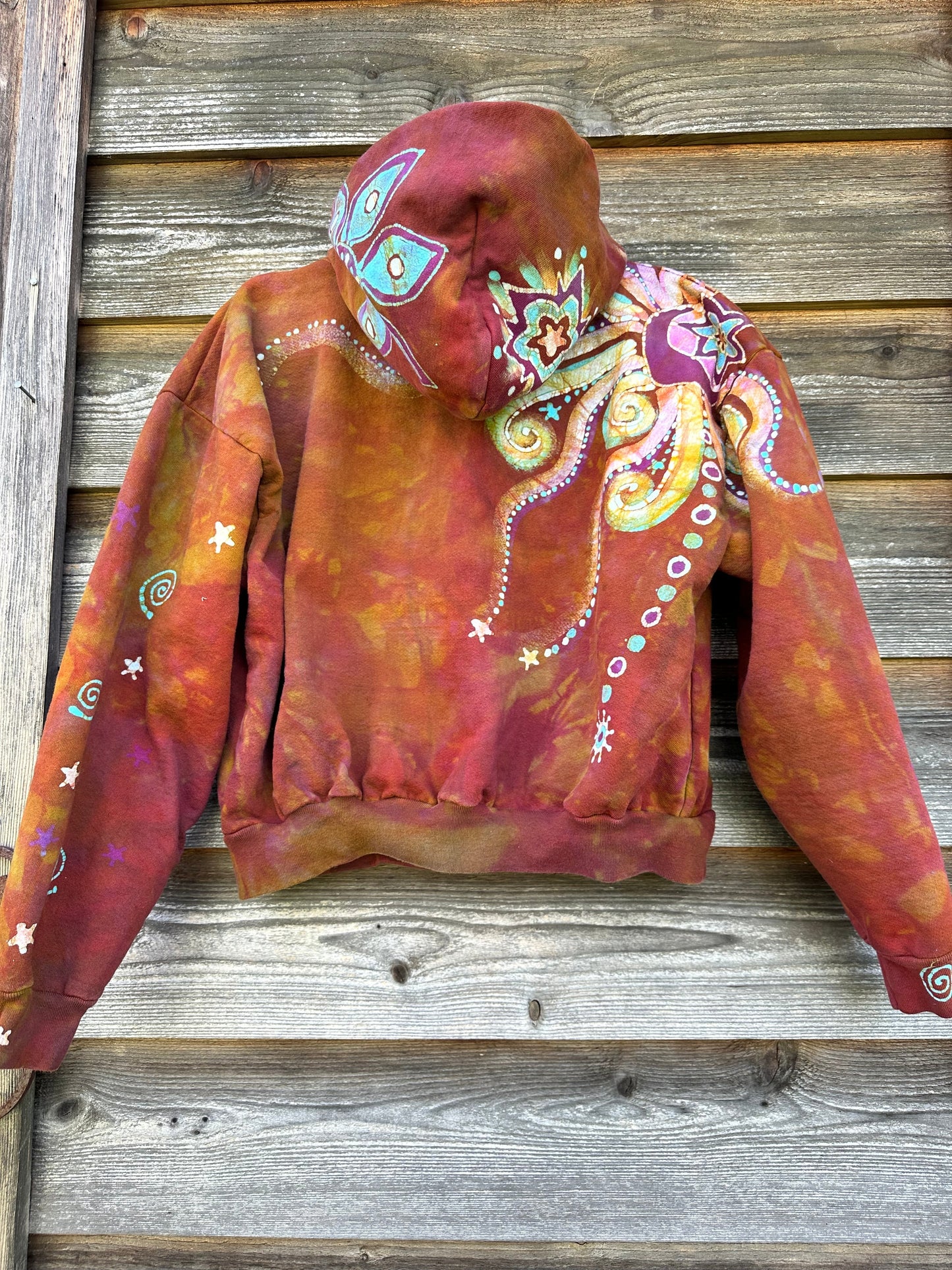 Amber Sky Lotus Flower Handmade Batik Hoodie hoodie batikwalla