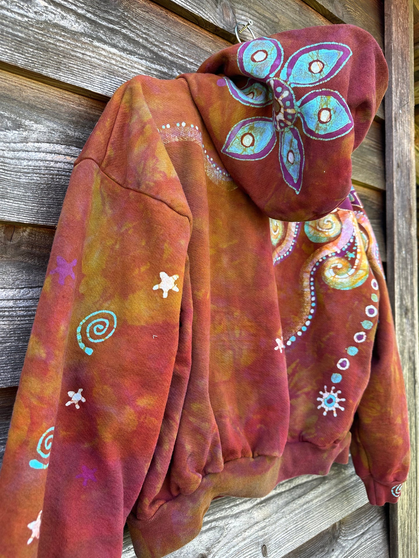 Amber Sky Lotus Flower Handmade Batik Hoodie hoodie batikwalla